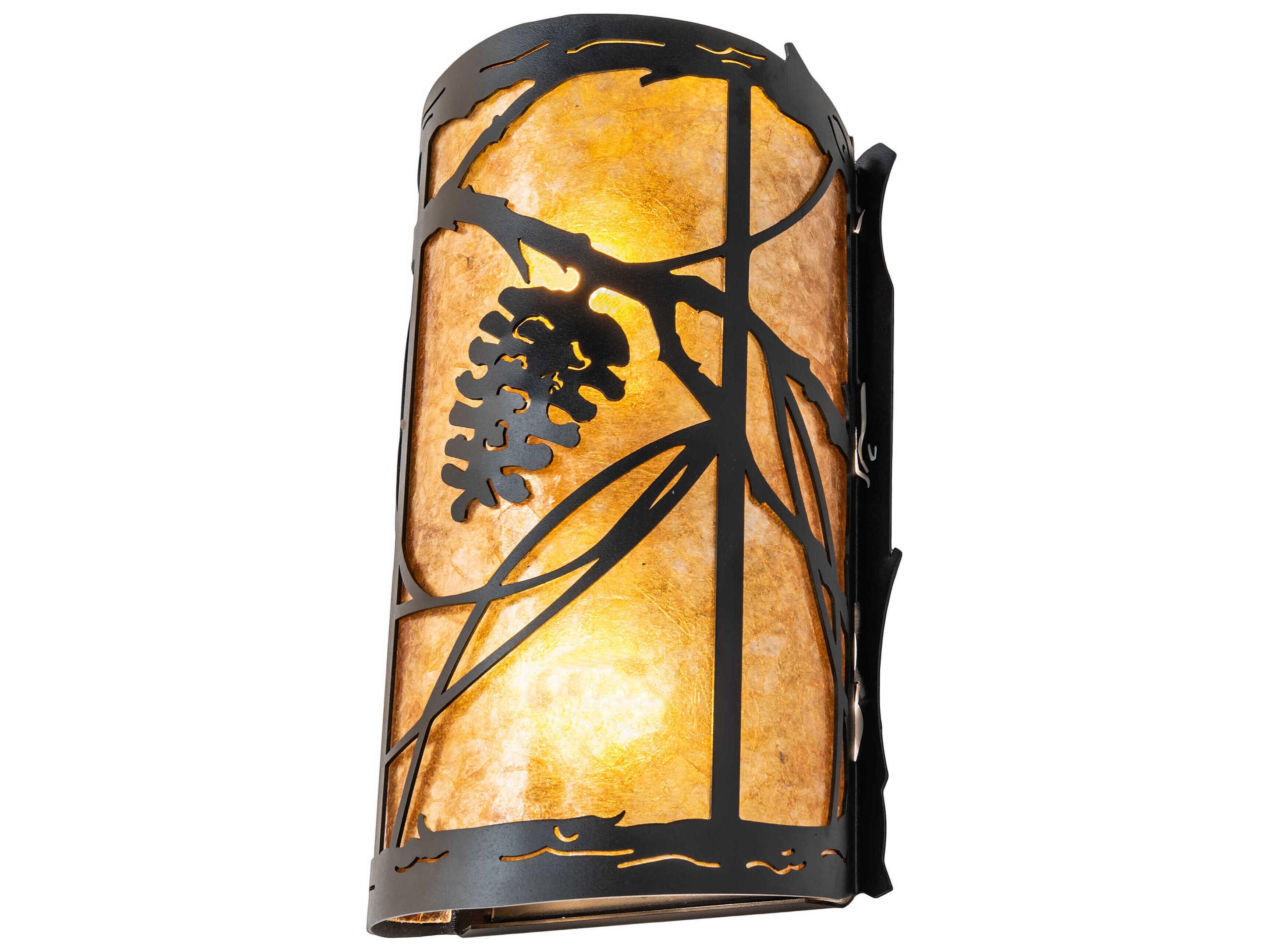 Meyda Whispering Pines 2-Light Black Glass Wall Sconce