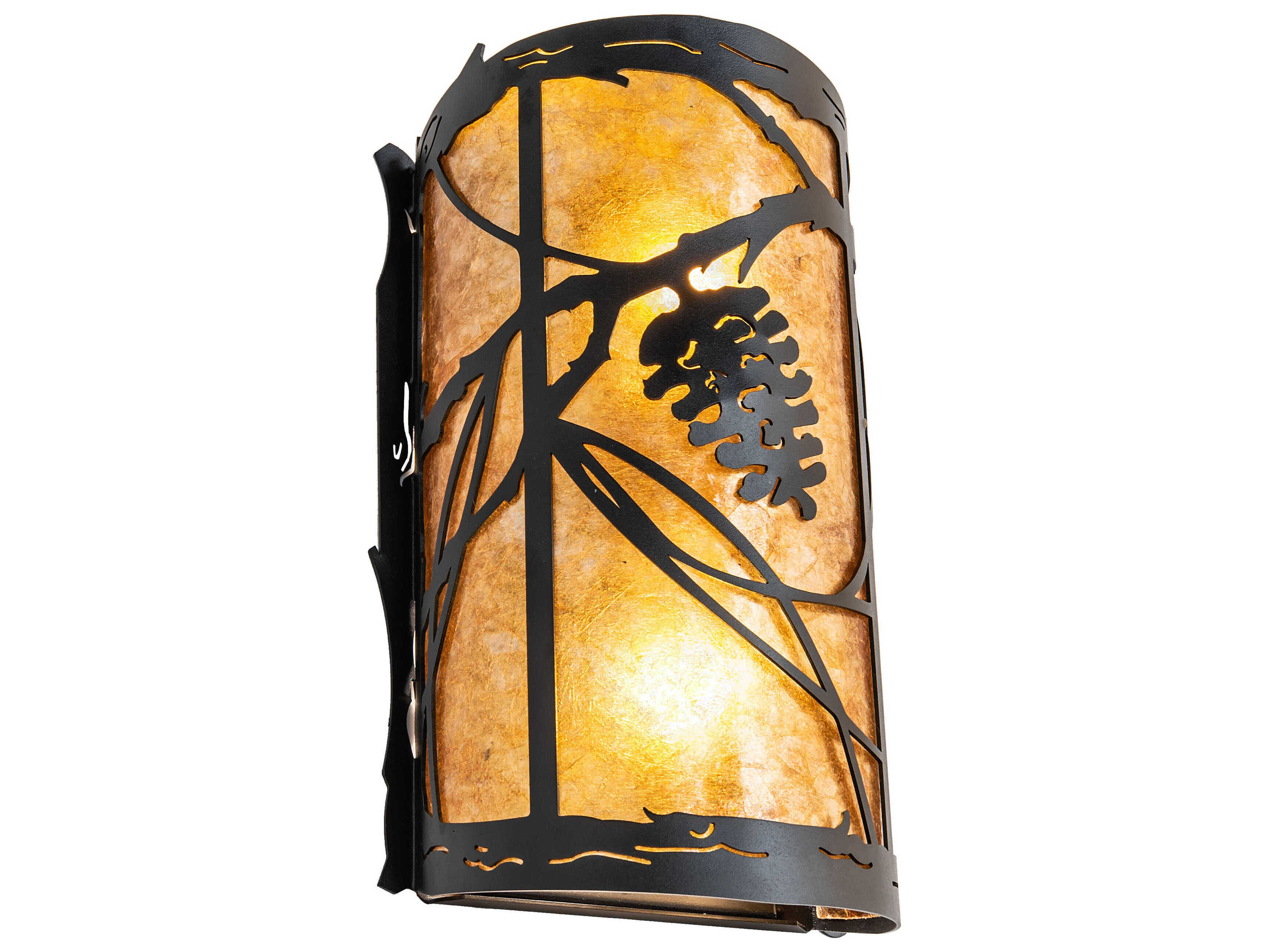 Meyda Whispering Pines 2-Light Black Glass Wall Sconce