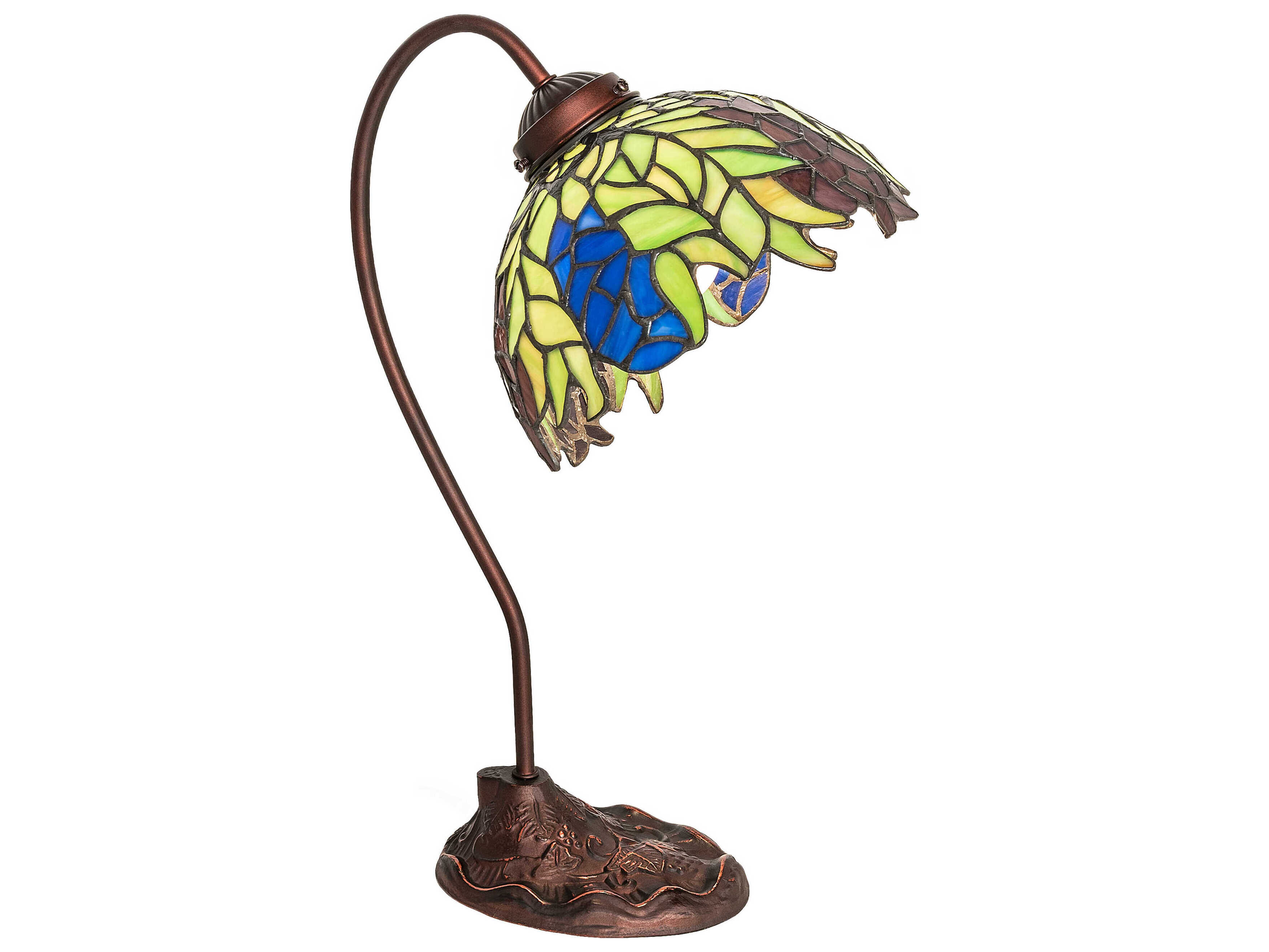 Meyda Tiffany Honey Locust Mahogany Bronze Glass Desk Lamp