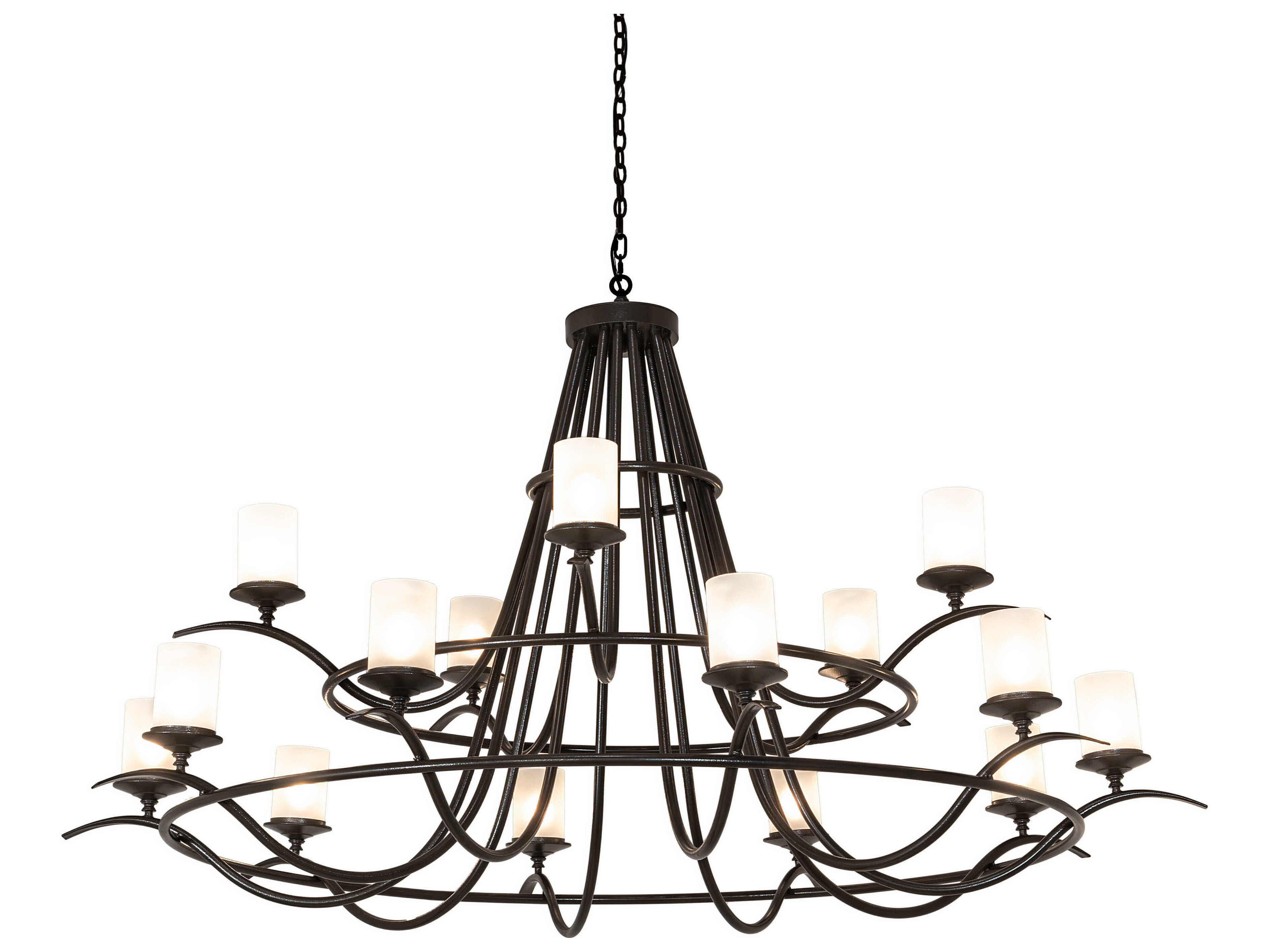 Meyda Octavia 15-Light Timeless Bronze Glass LED Cylinder Chandelier