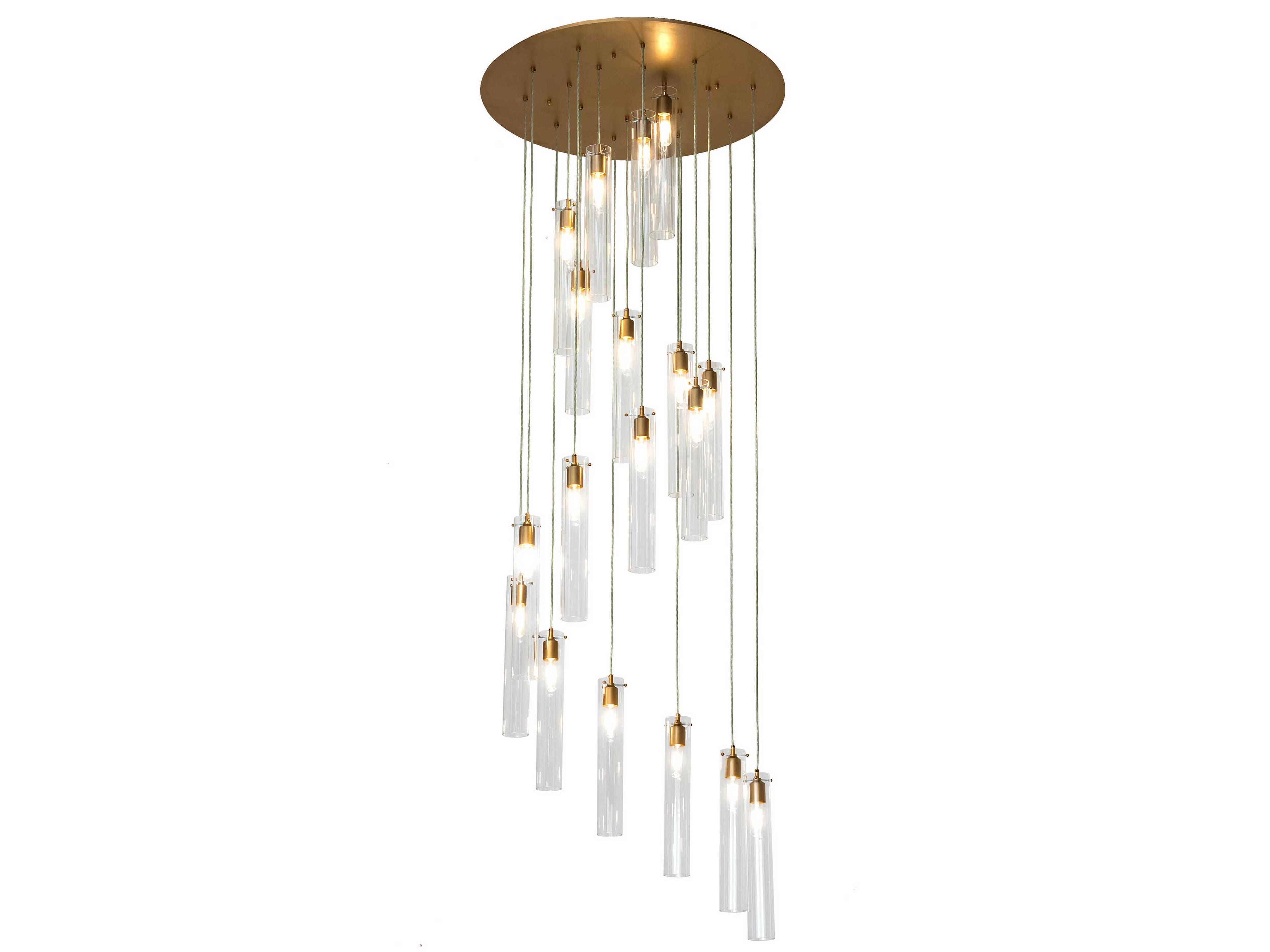 Meyda Cilindro 18-Light8-Light Gold Glass Cylinder Pendant