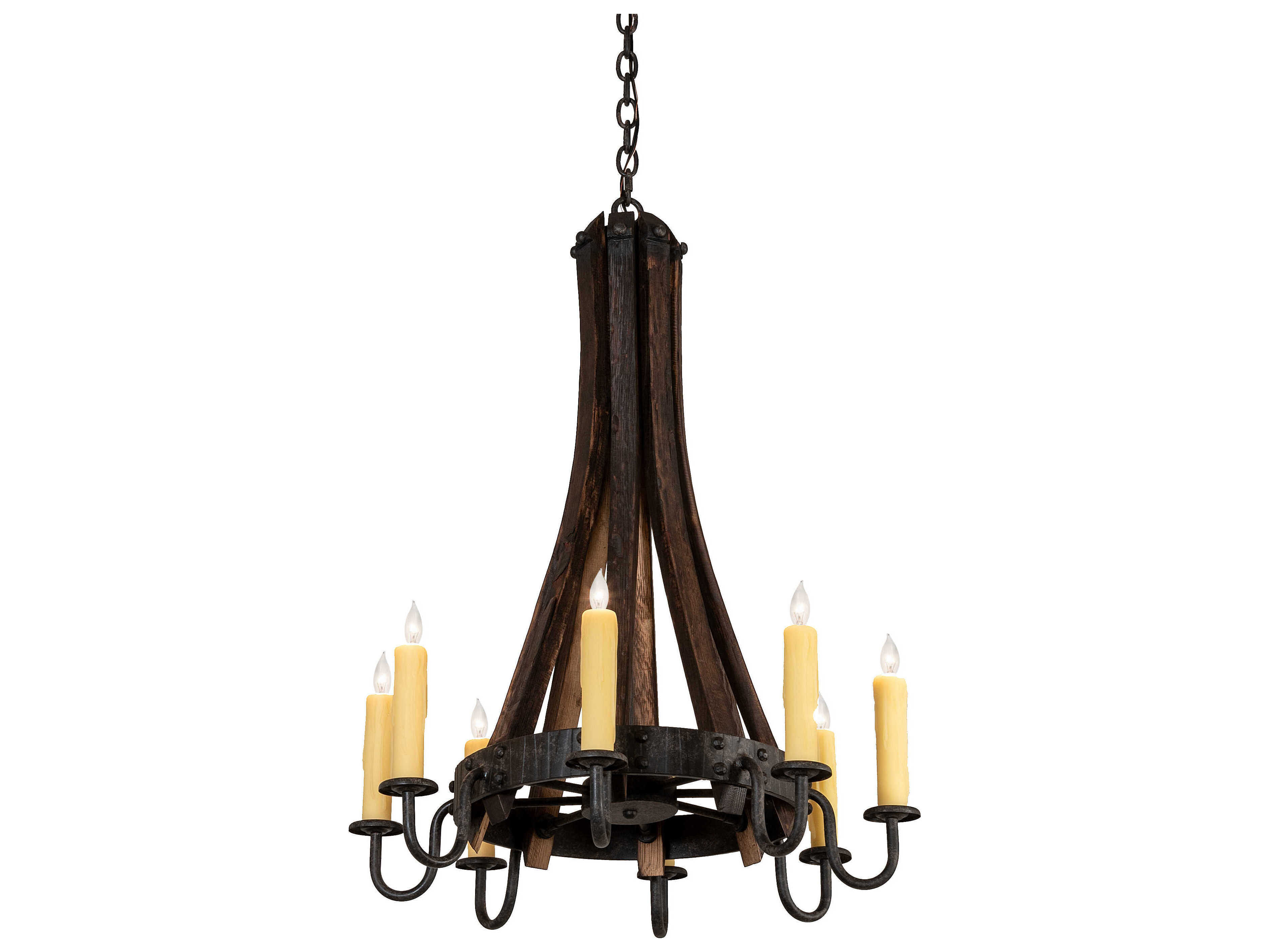 Meyda Barrel Stave 8-Light Steel Candelabra Round Chandelier