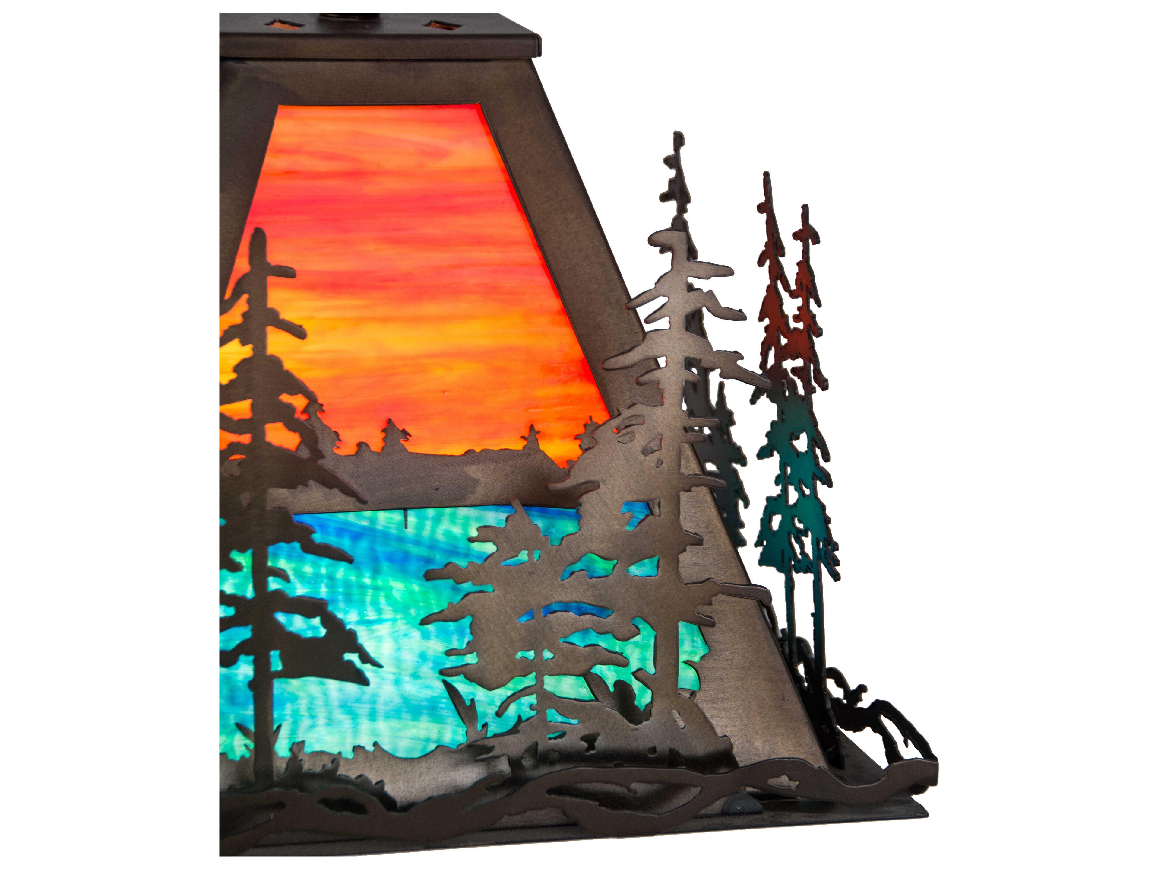 Meyda Tall Pines 3-Light Antique Copper Glass Empire Pendant