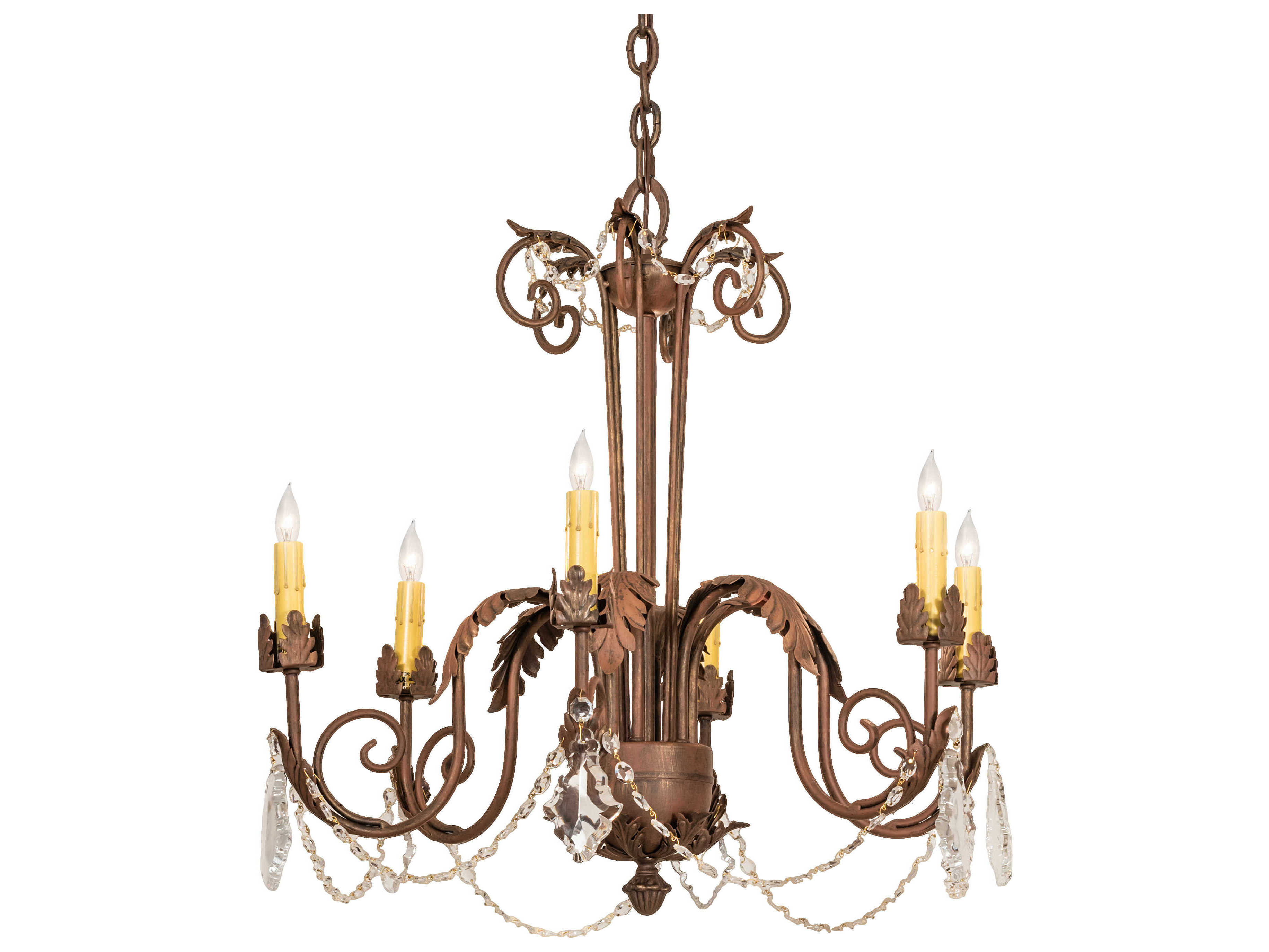 Meyda Lindsay 6-Light Crystal Gold Candelabra Chandelier