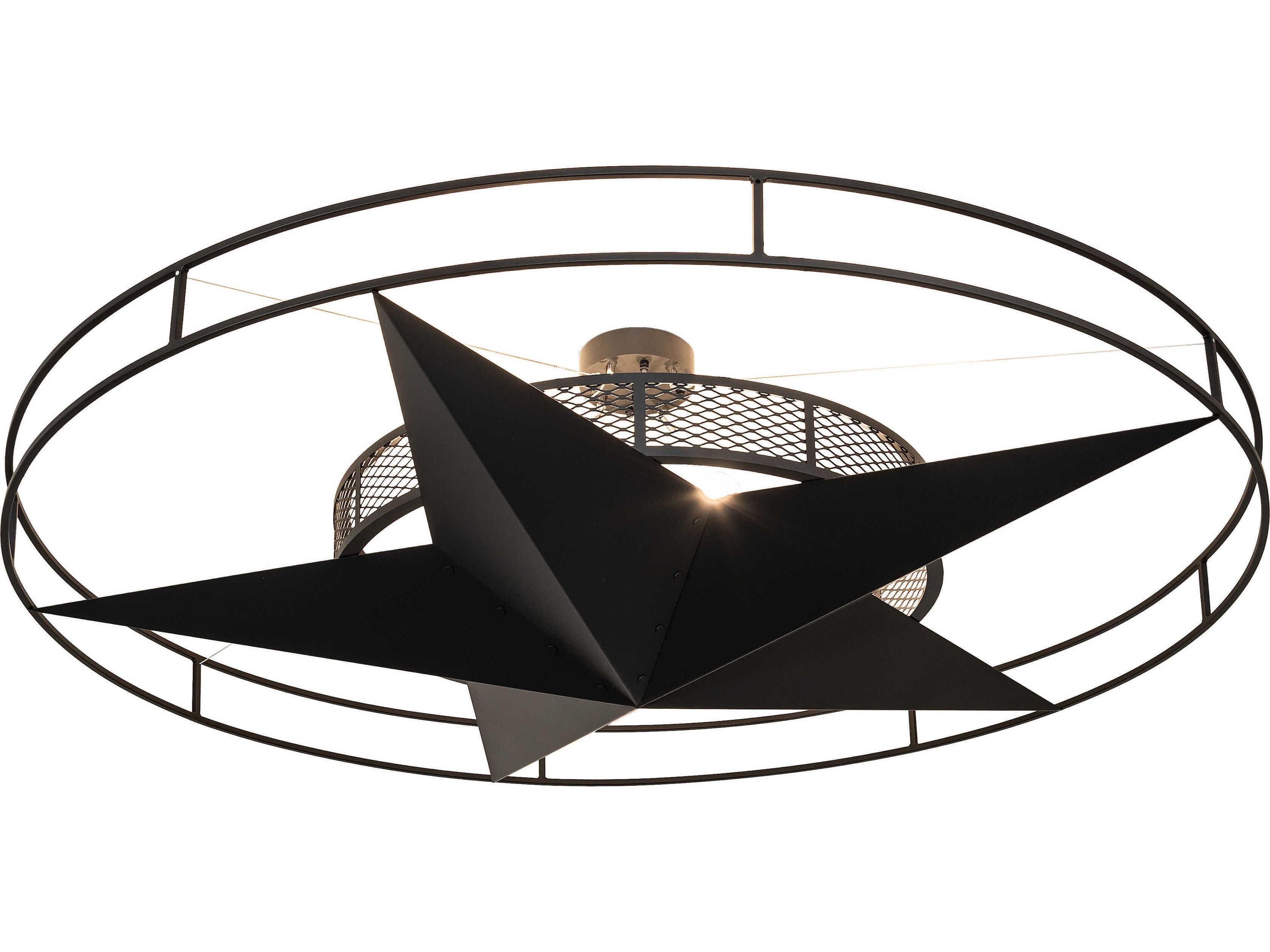 Meyda Texas Star 6-Light Solar Black Round Semi Flush Mount