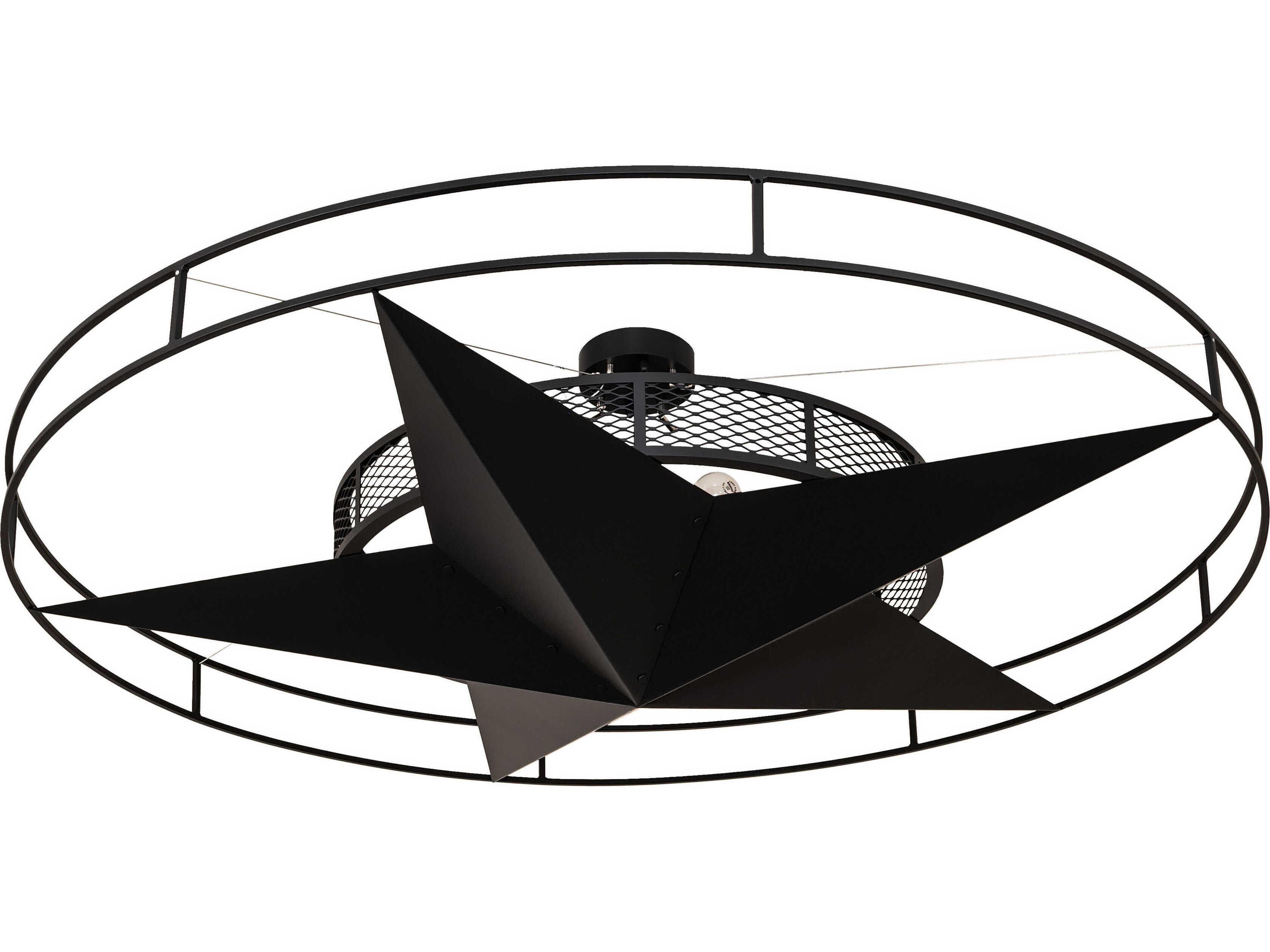 Meyda Texas Star 6-Light Solar Black Round Semi Flush Mount