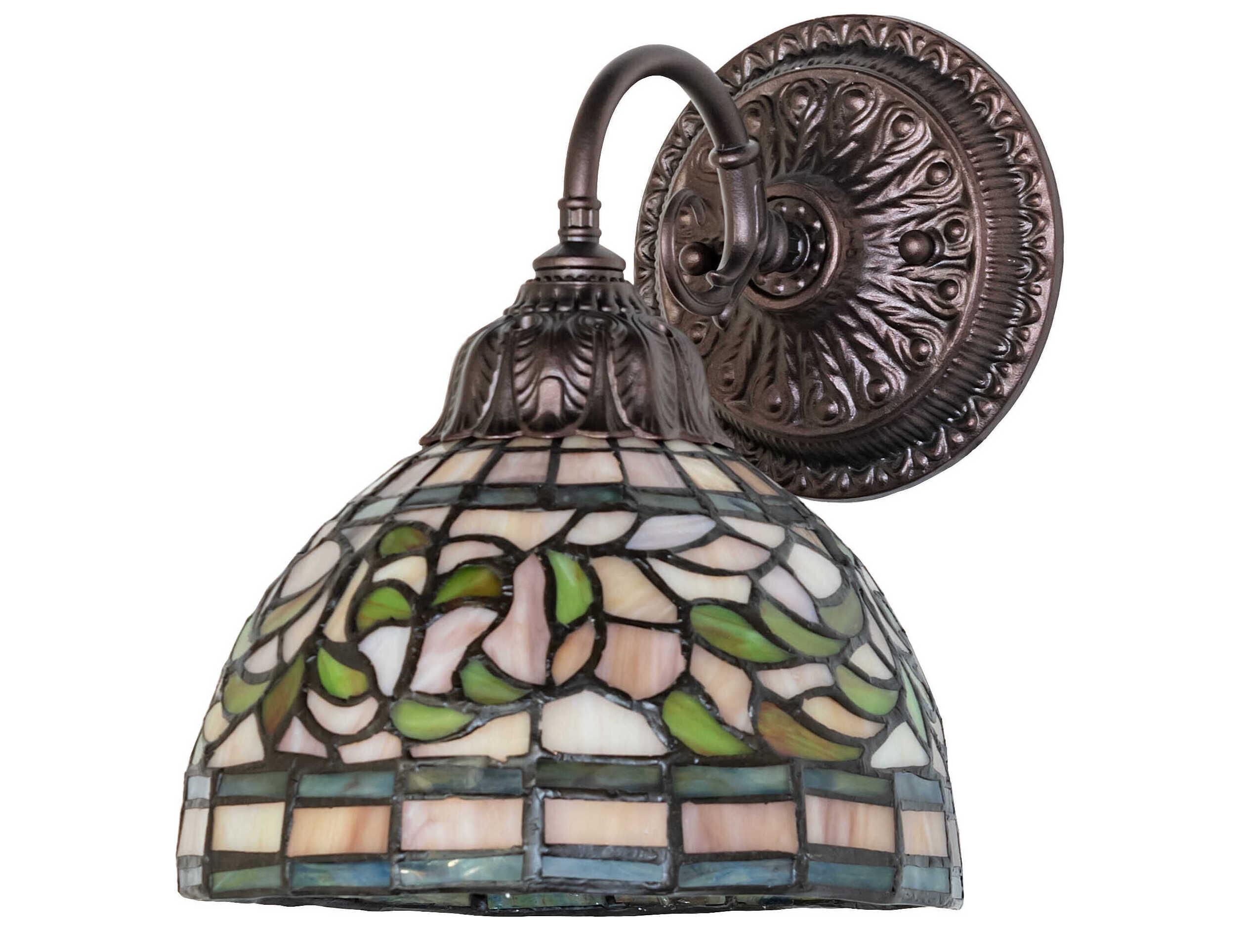 Meyda Tiffany Turning Leaf 1-Light Stained Glass Wall Sconce