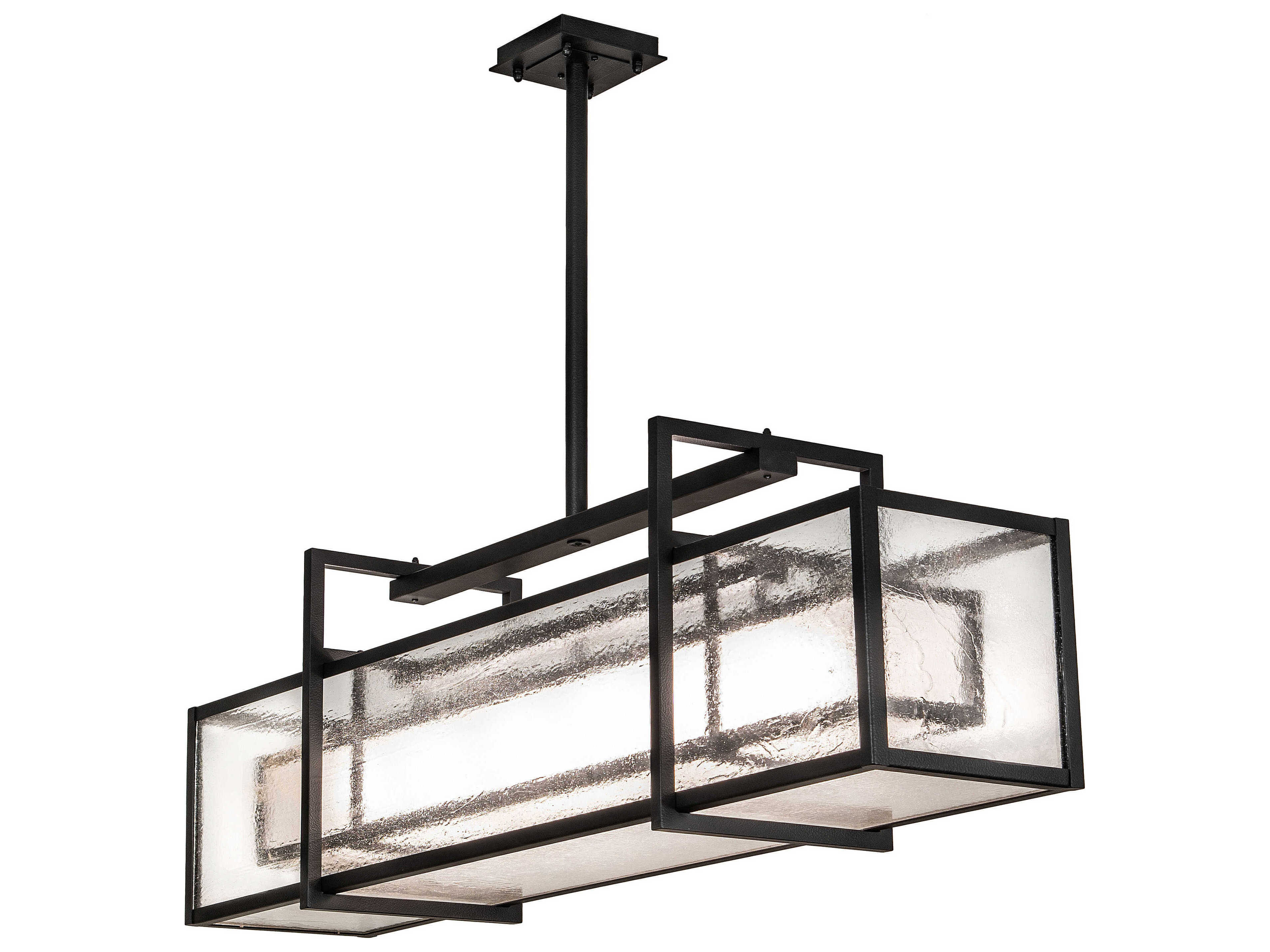 Meyda Nelson 6-Light Wrought Iron Black Glass Island Pendant