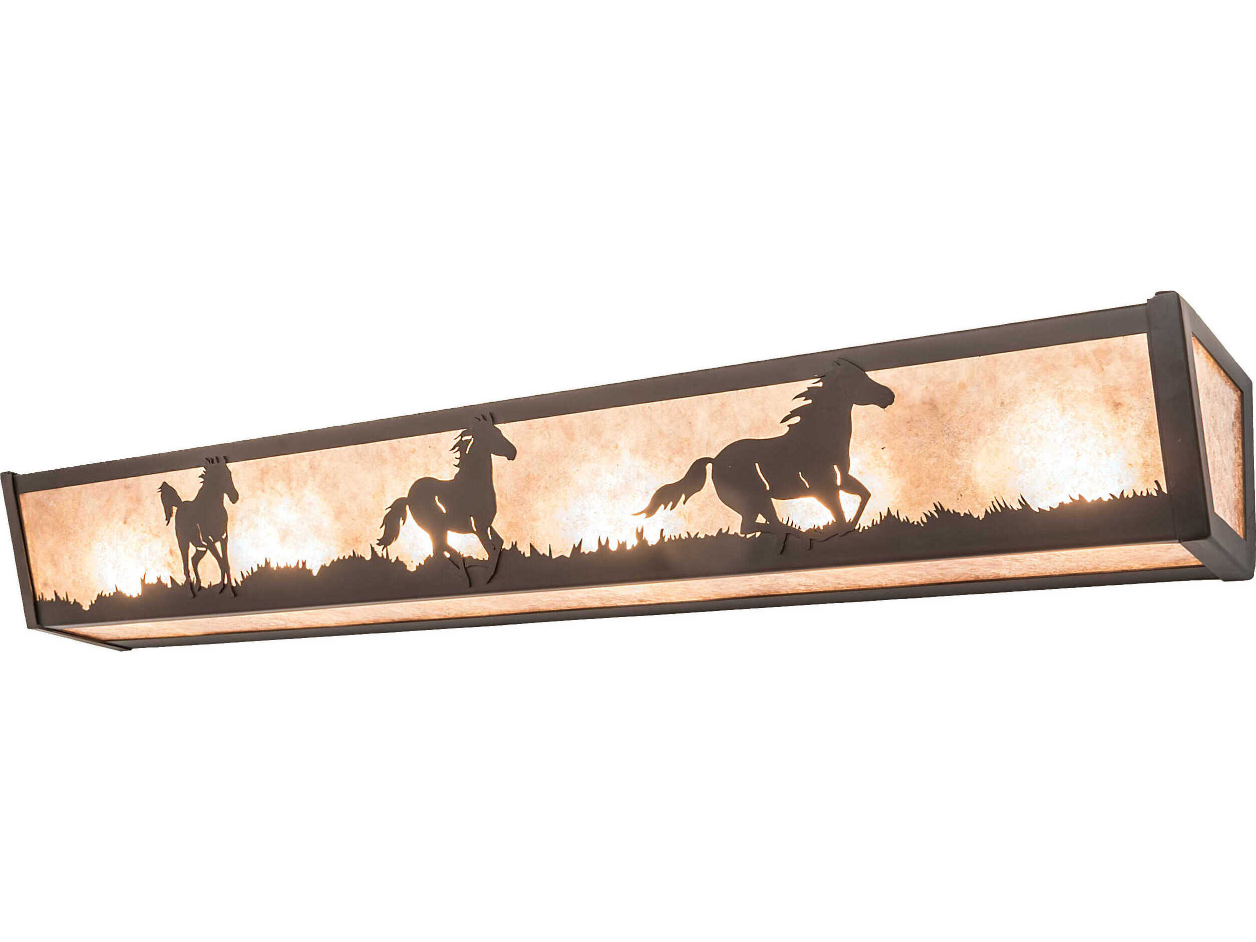 Meyda Running Horses 6-Light Oil Rubbed Bronze Glass Vanity Light