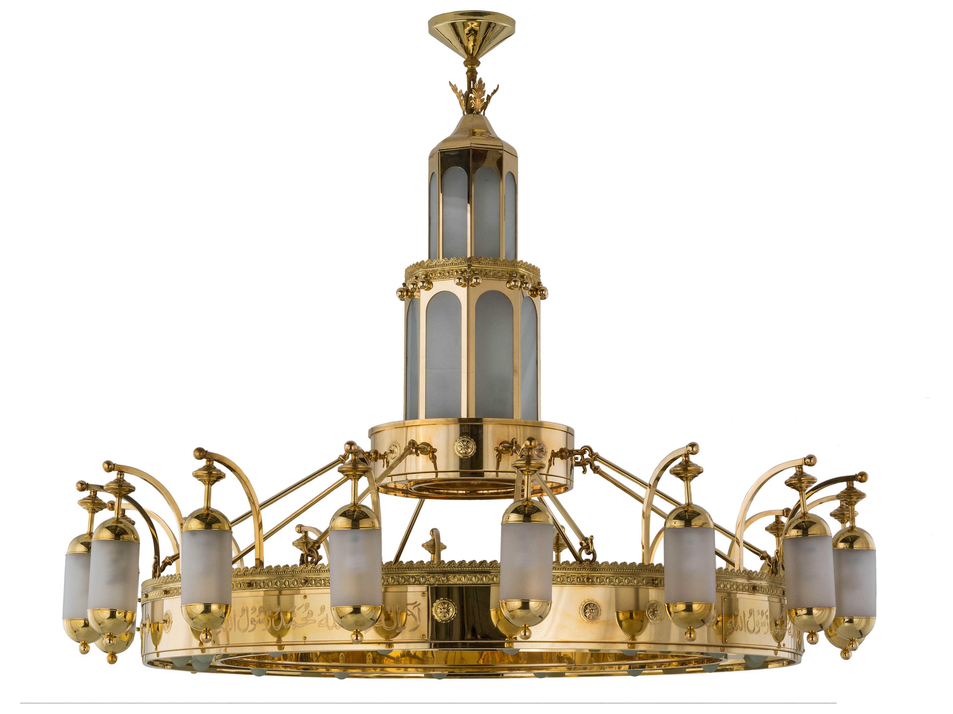 Meyda 42-Light Polished Brass Glass Cylinder Chandelier