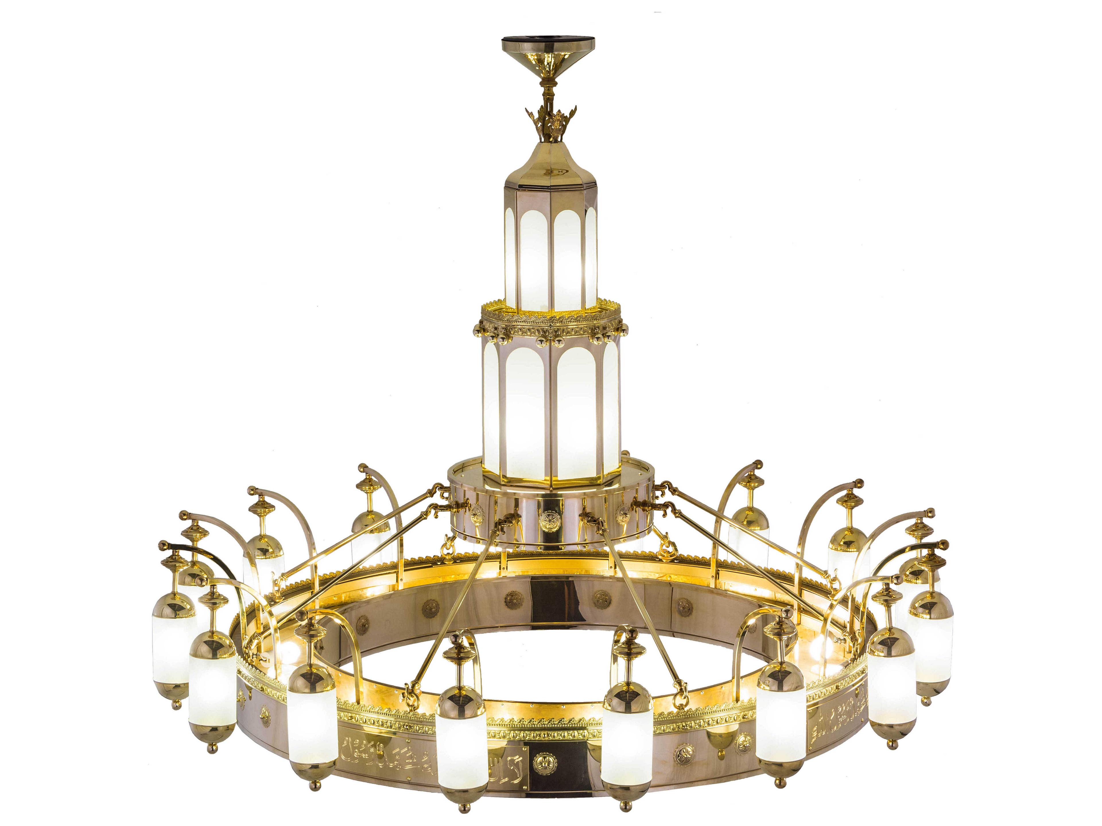 Meyda 42-Light Polished Brass Glass Cylinder Chandelier