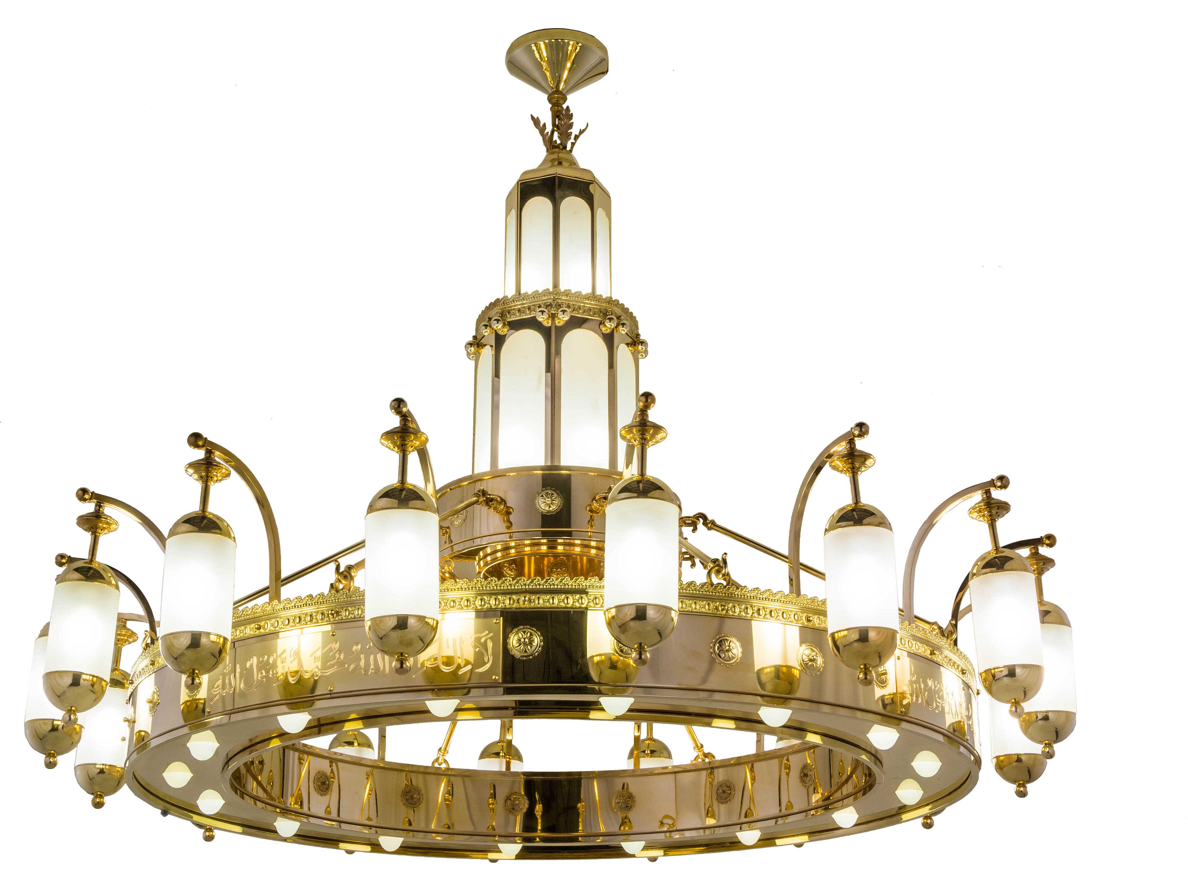 Meyda 42-Light Polished Brass Glass Cylinder Chandelier