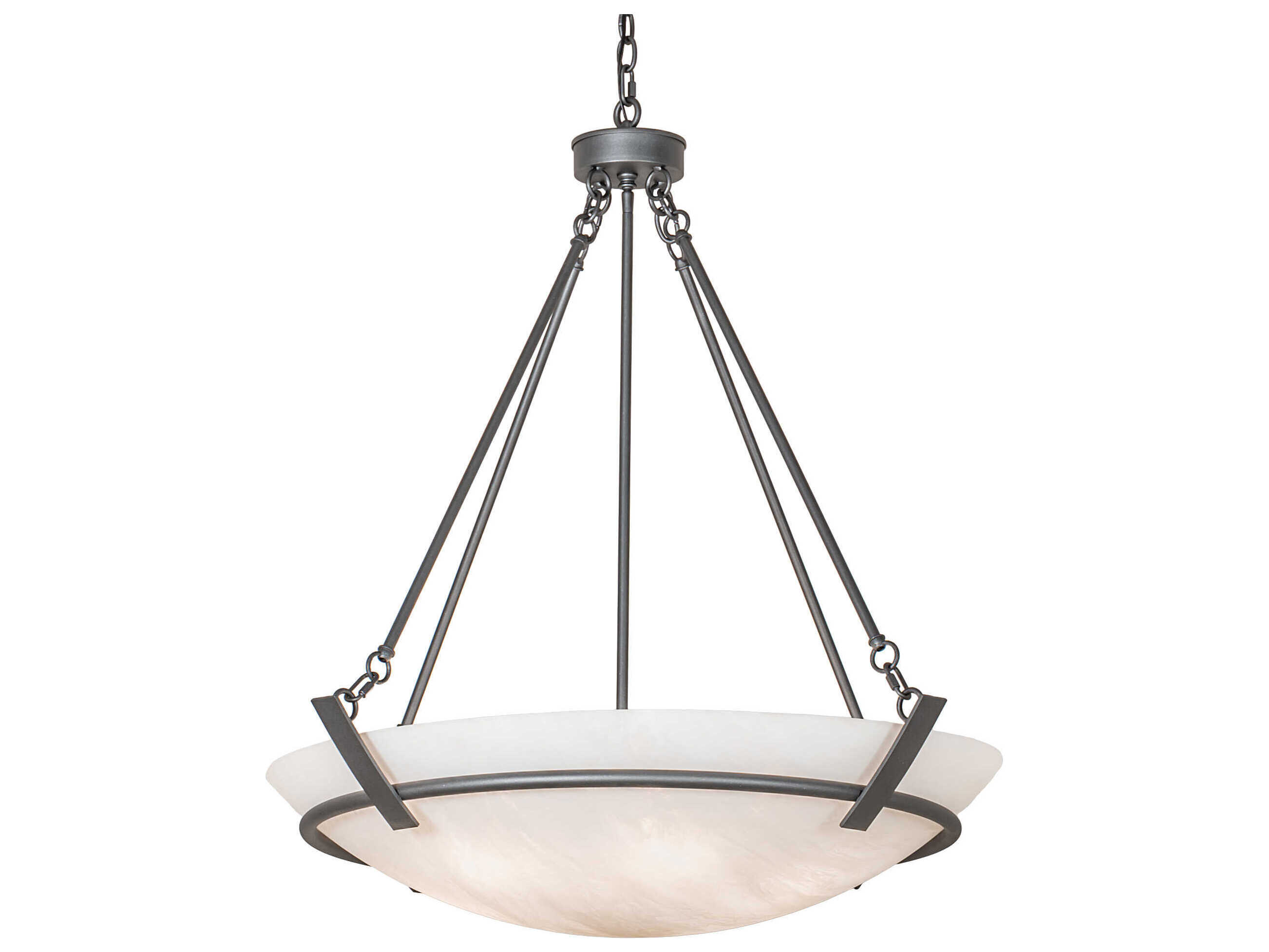 Meyda Covina 6-Light Grey Ivory Glass Bowl Pendant