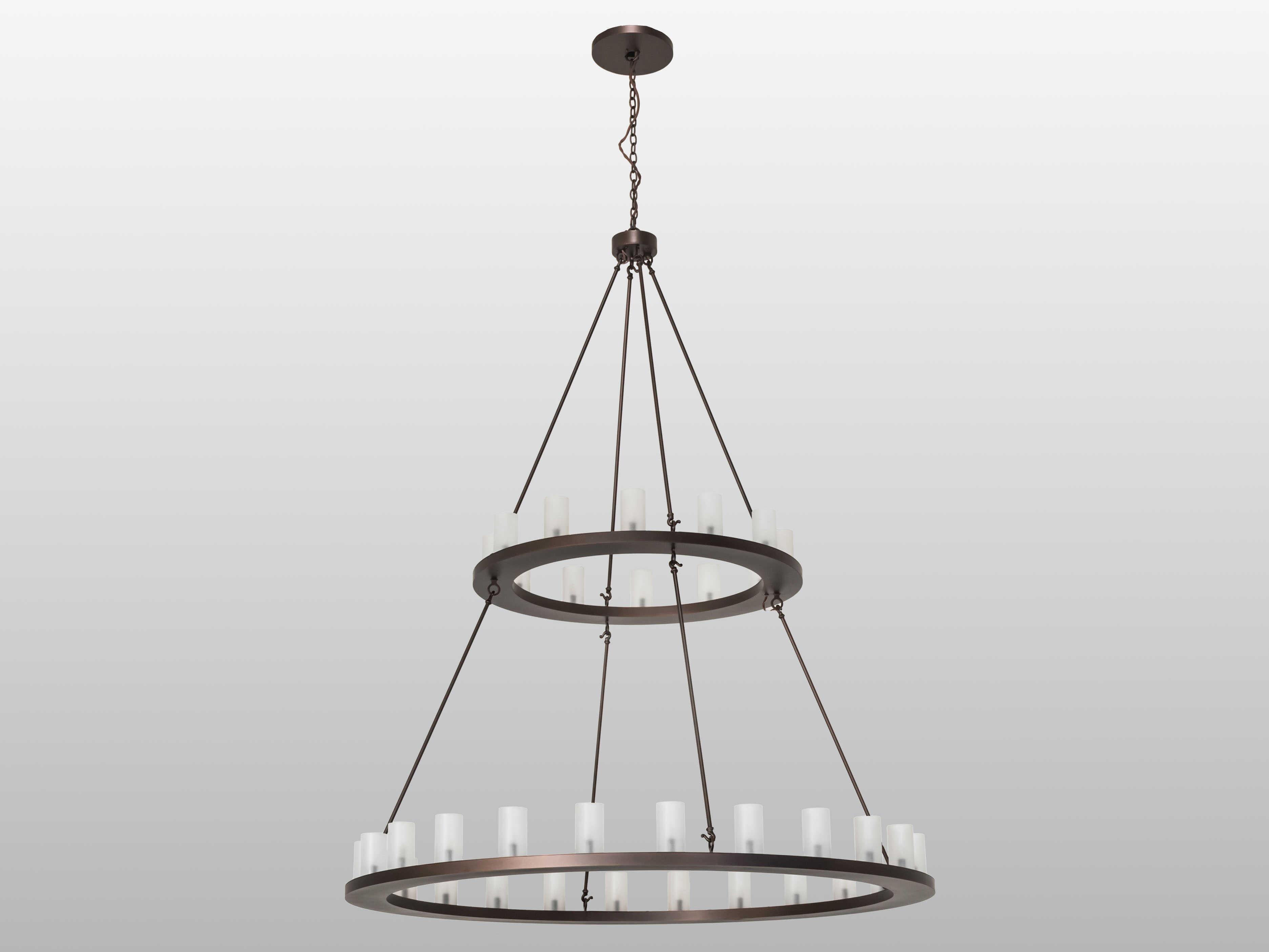 Meyda Loxley 36-Light Mahogany Bronze Glass Cylinder Tiered Chandelier