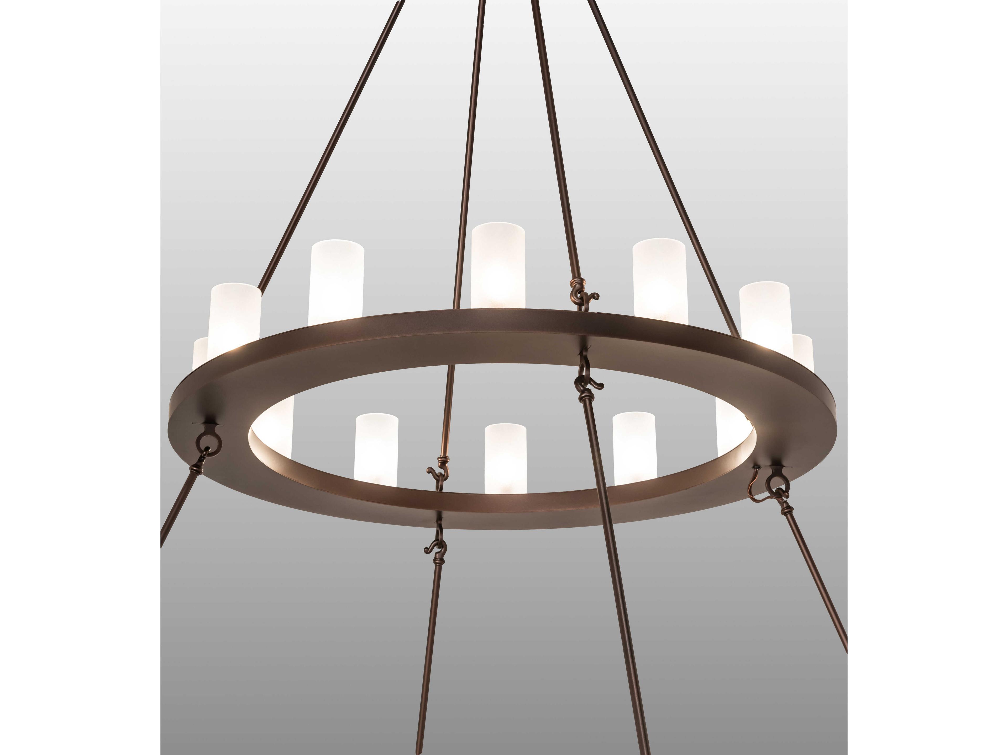 Meyda Loxley 36-Light Mahogany Bronze Glass Cylinder Tiered Chandelier