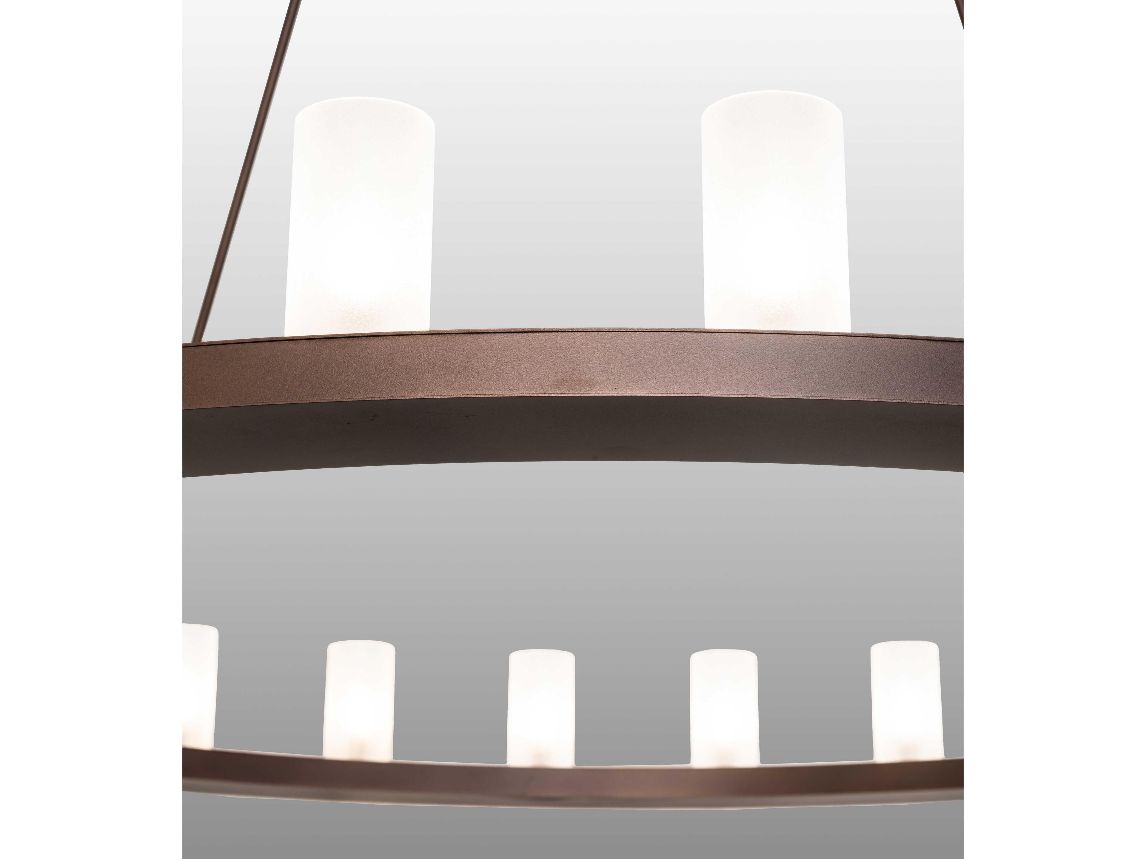 Meyda Loxley 36-Light Mahogany Bronze Glass Cylinder Tiered Chandelier