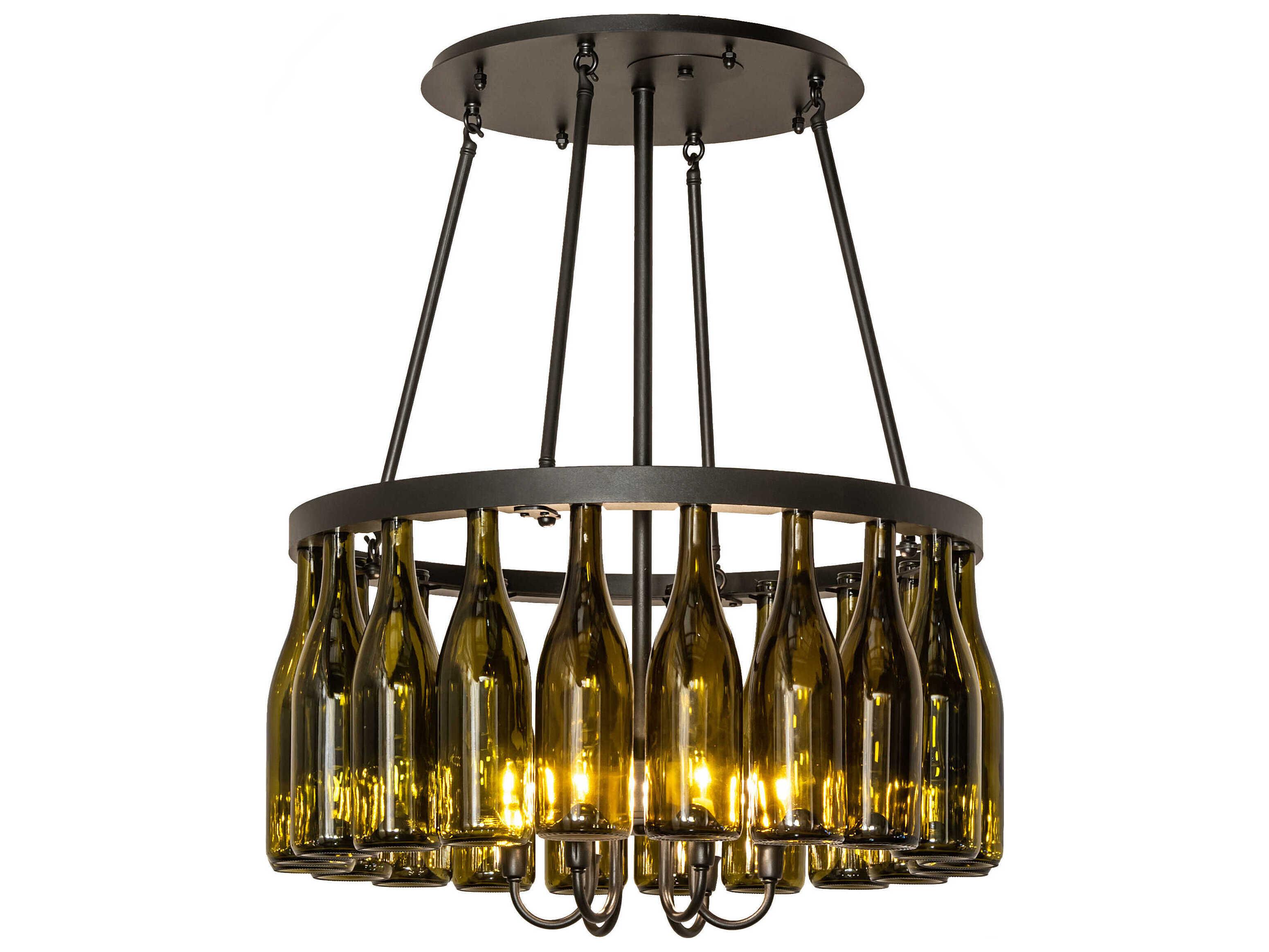 Meyda Tuscan Vineyard 6-Light Black Glass Semi Flush Mount