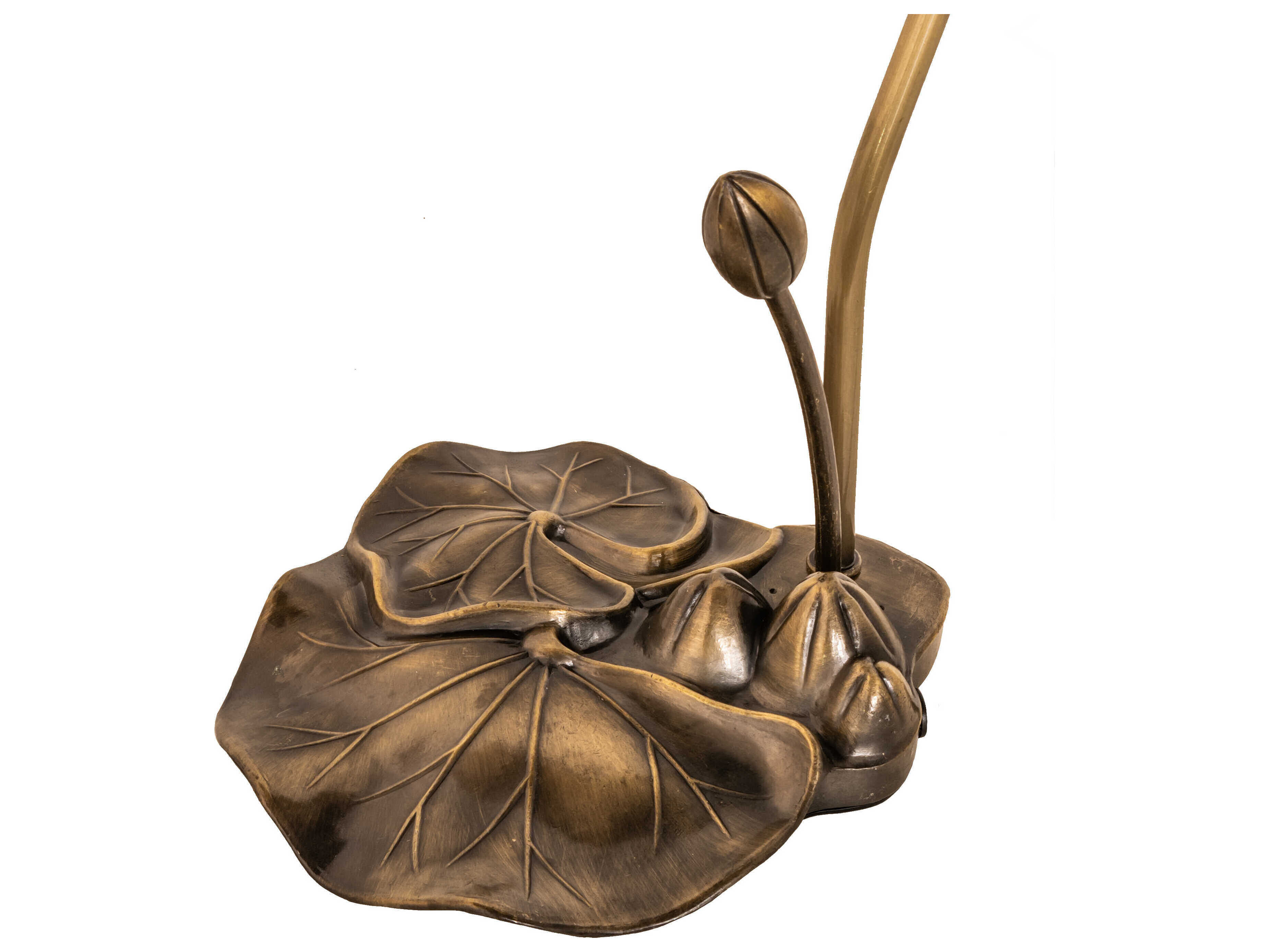 Meyda Stained Glass Pond Lily Antique Copper Green Tiffany Table Lamp with Shade