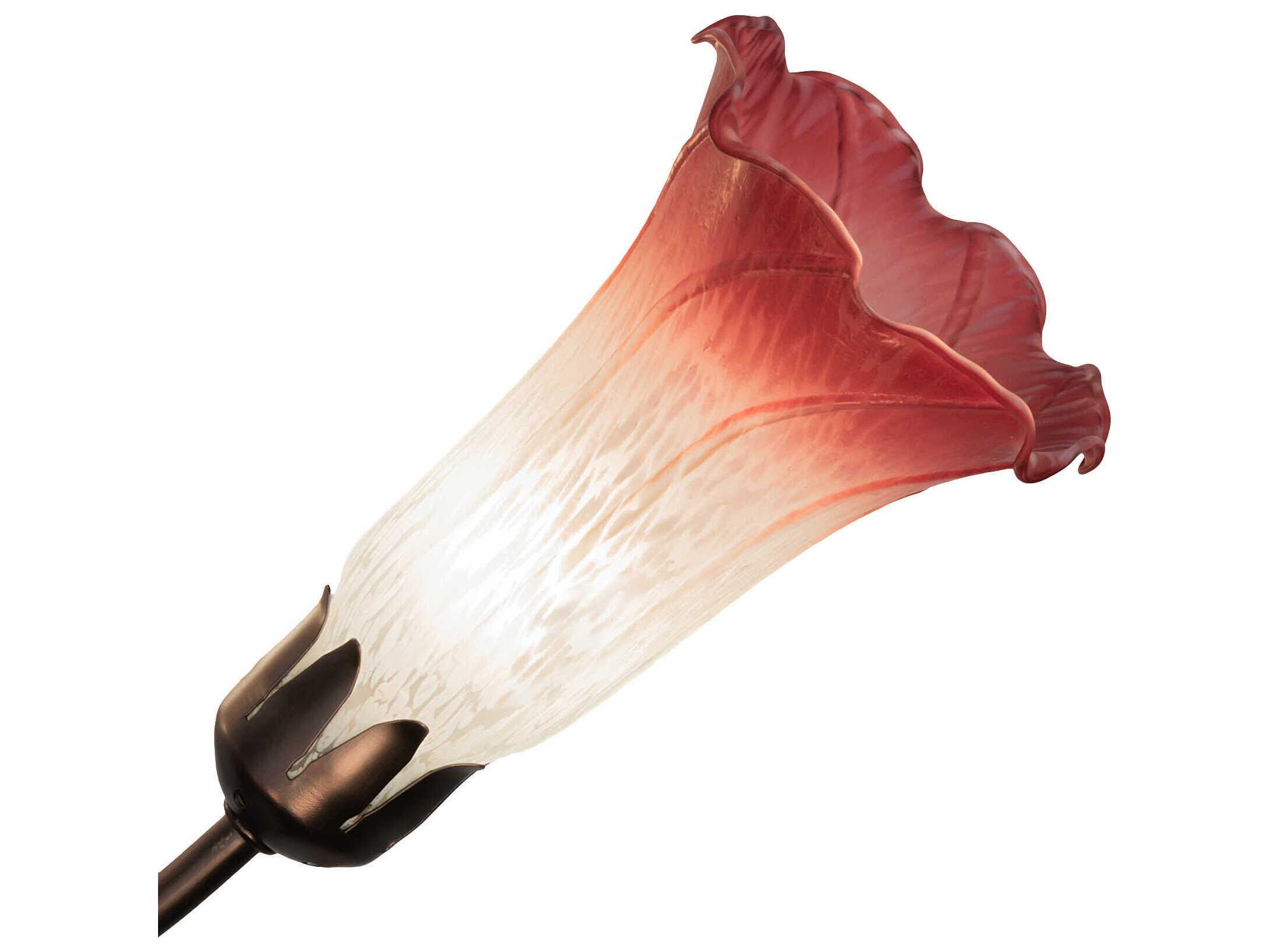 Meyda Pond Lily 7-Light Mahogany Bronze Pink Glass Bell Chandelier