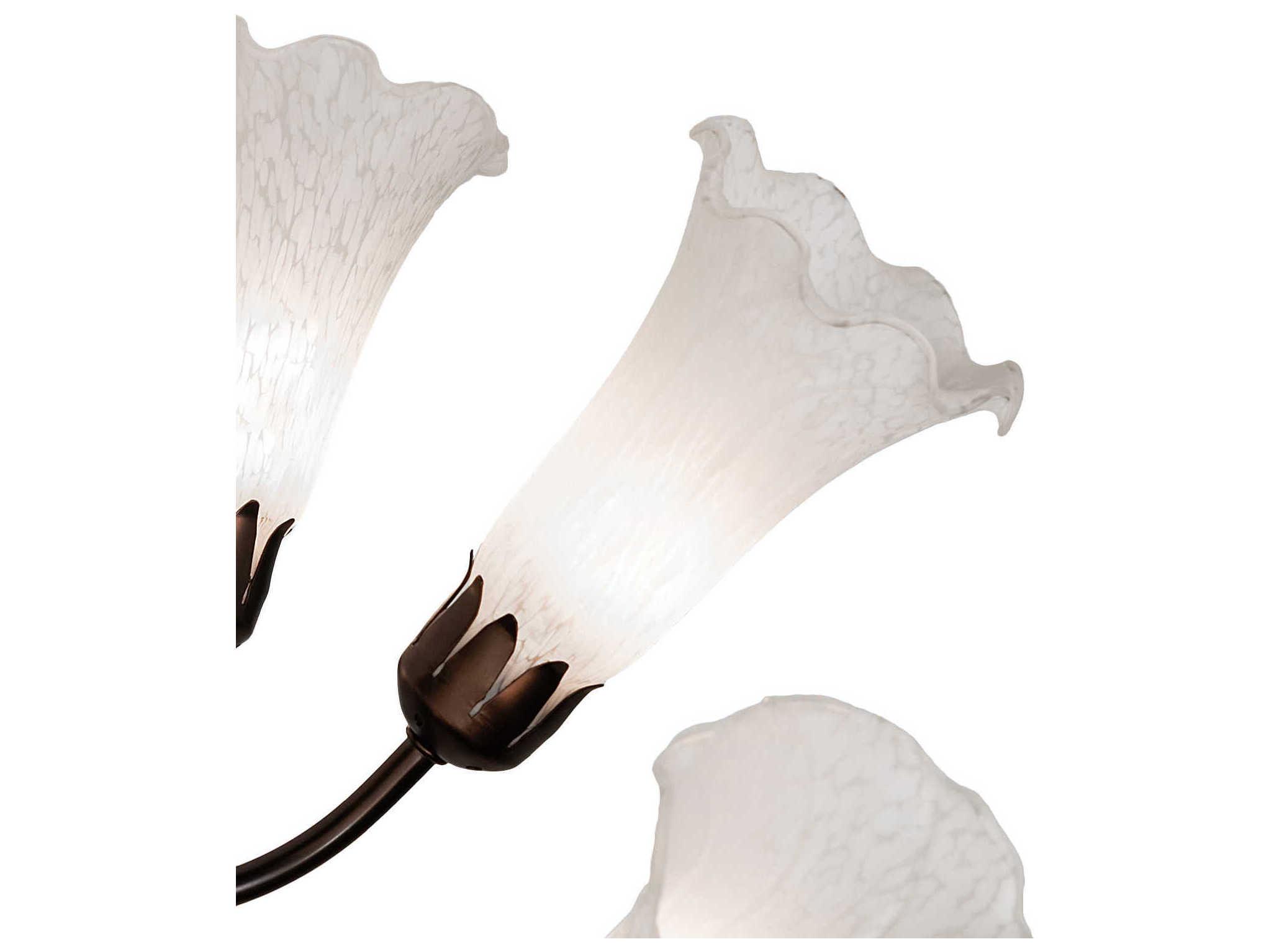 Meyda Pond Lily 7-Light Mahogany Bronze White Glass Bell Chandelier