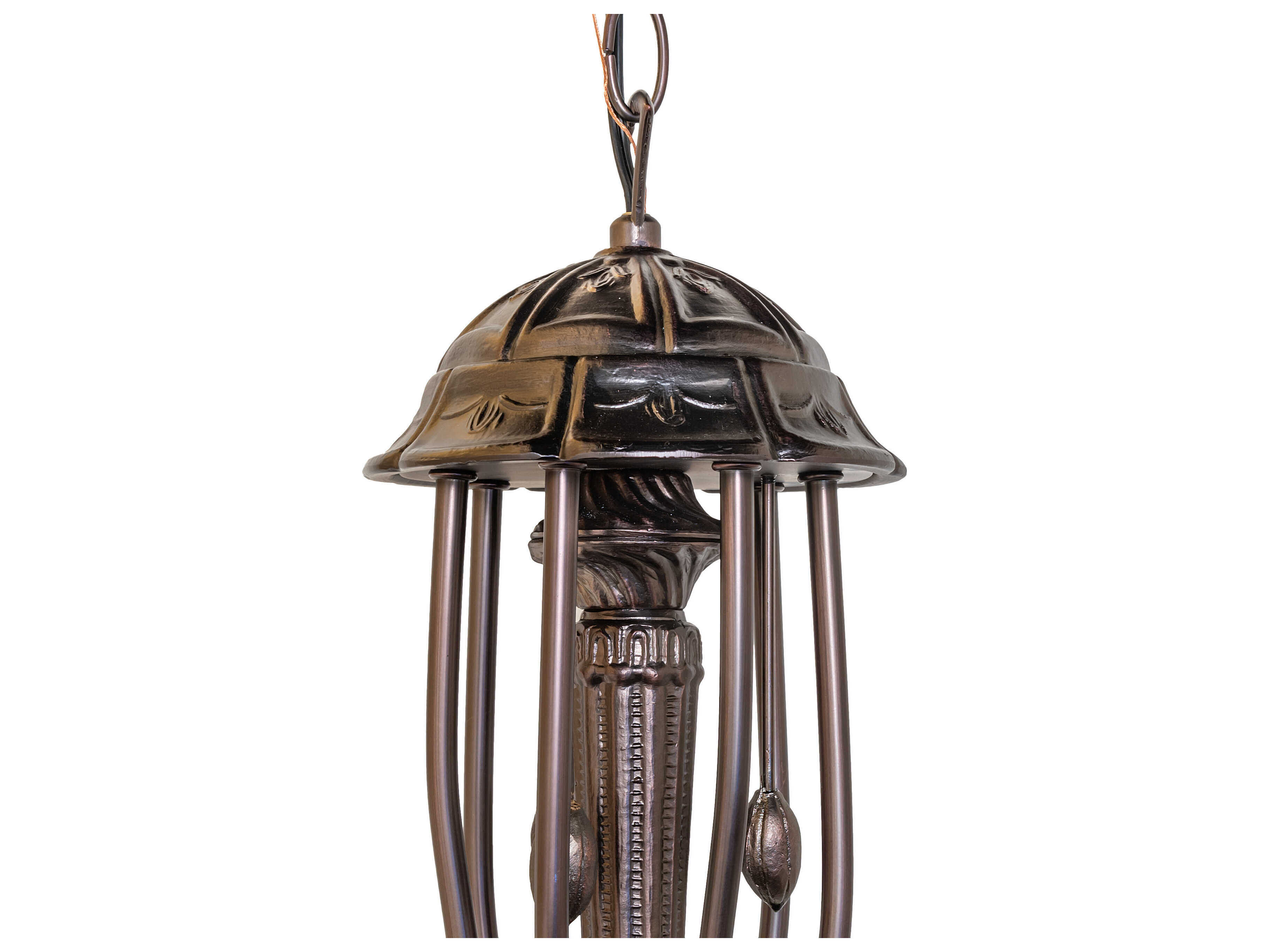 Meyda Pond Lily 7-Light Mahogany Bronze White Glass Bell Chandelier
