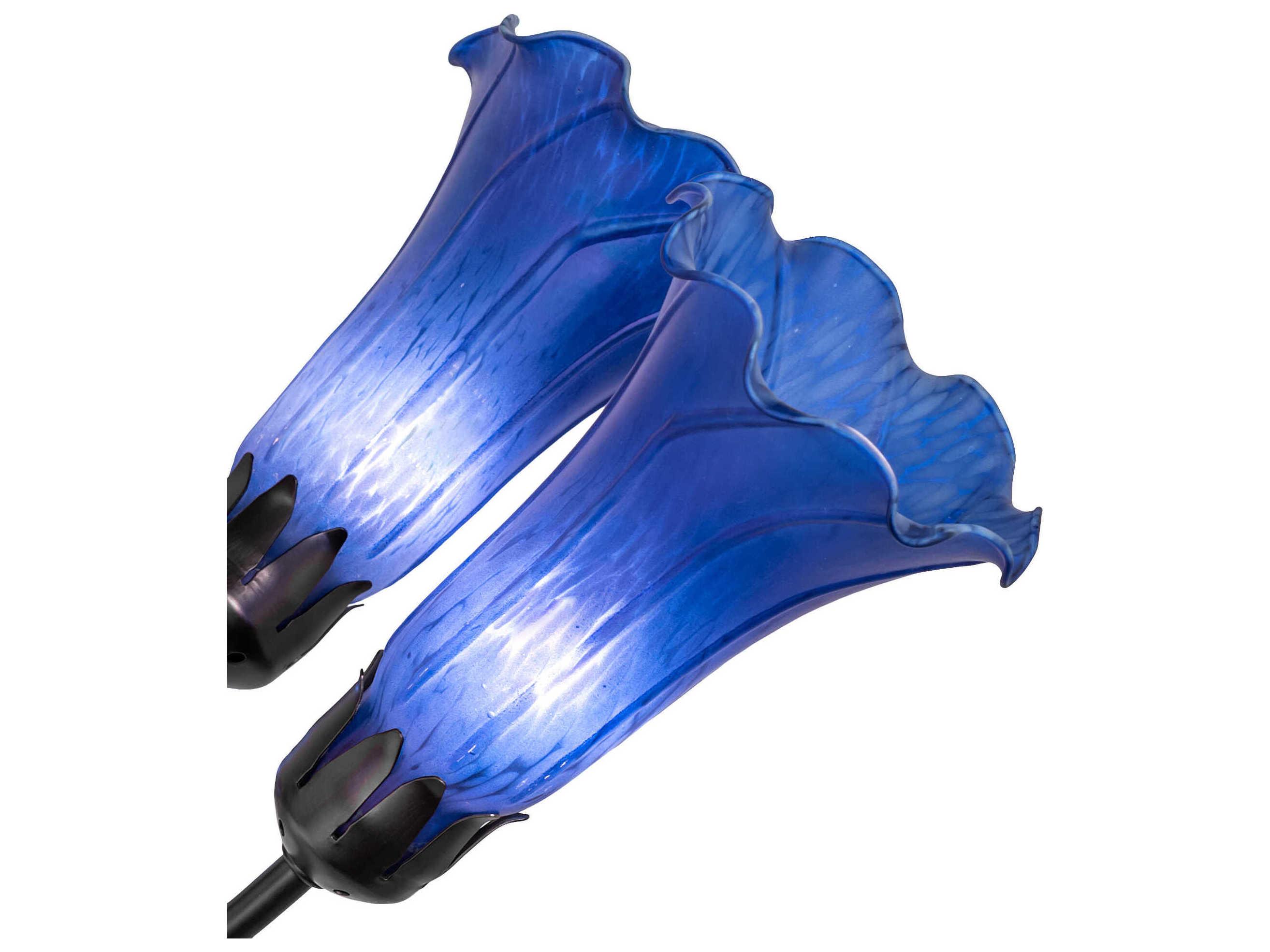 Meyda Pond Lily 7-Light Mahogany Bronze Blue Glass Bell Chandelier