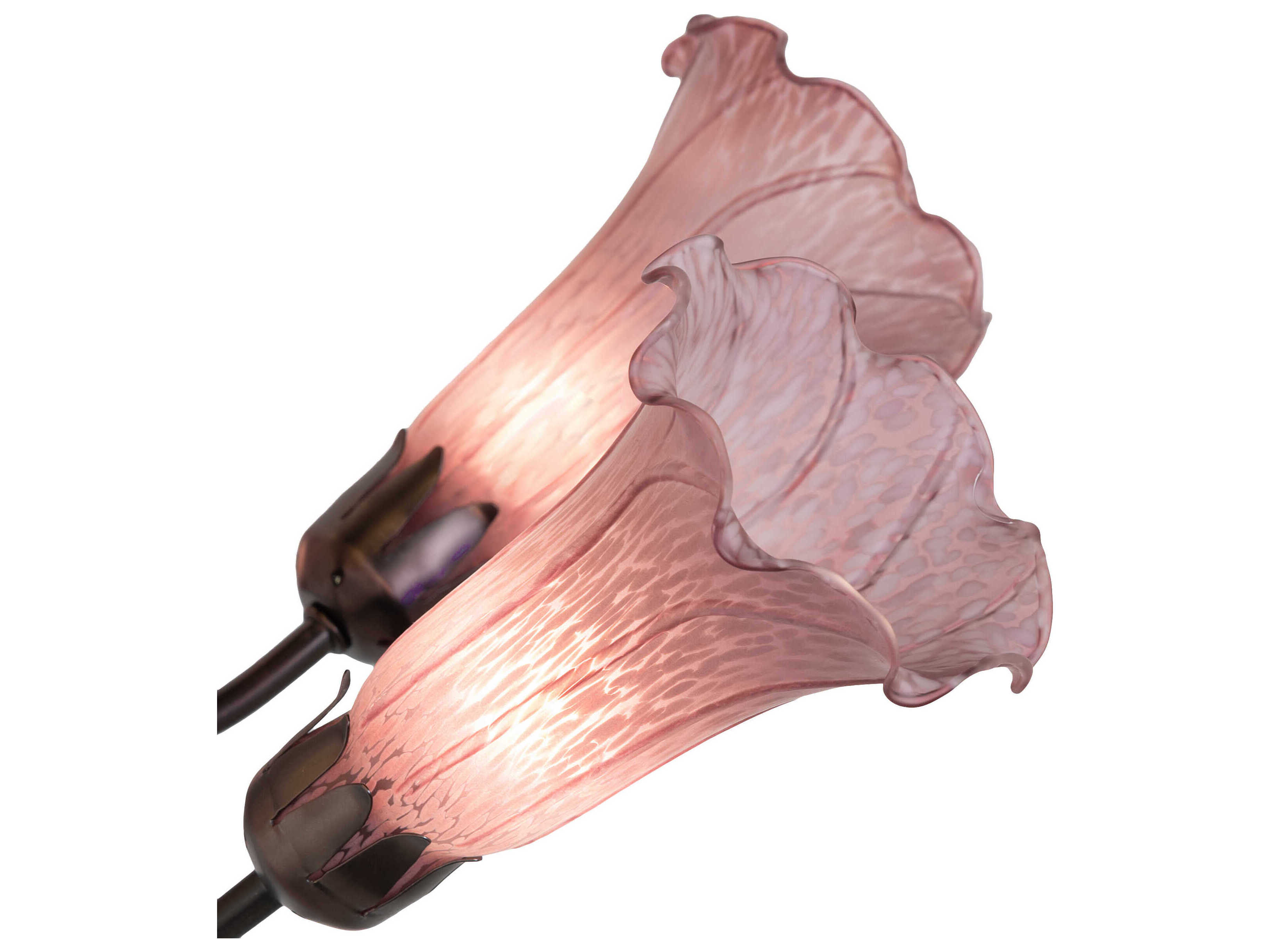 Meyda Pond Lily 7-Light Mahogany Bronze Pink Glass Bell Chandelier