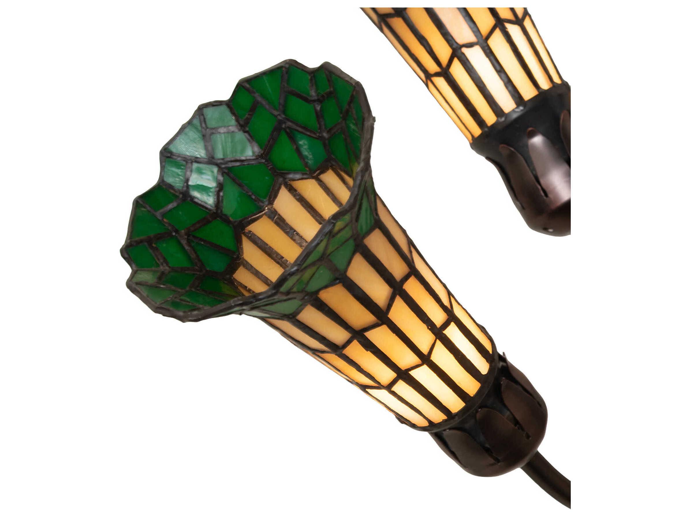 Meyda Stained Glass Pond Lily 7-Light Mahogany Bronze Tiffany Bell Chandelier