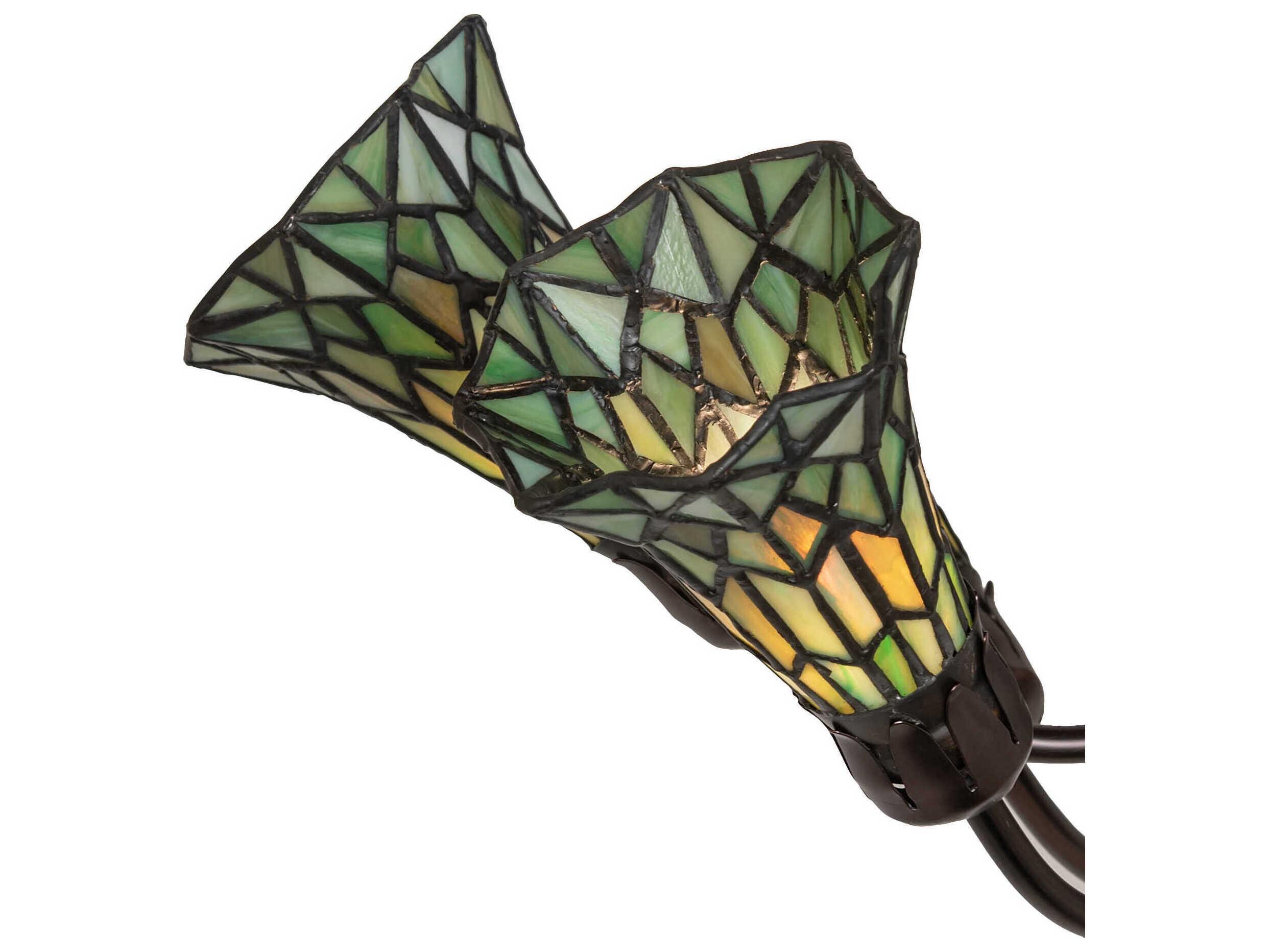 Meyda Stained Glass Pond Lily 7-Light Mahogany Bronze Tiffany Bell Chandelier