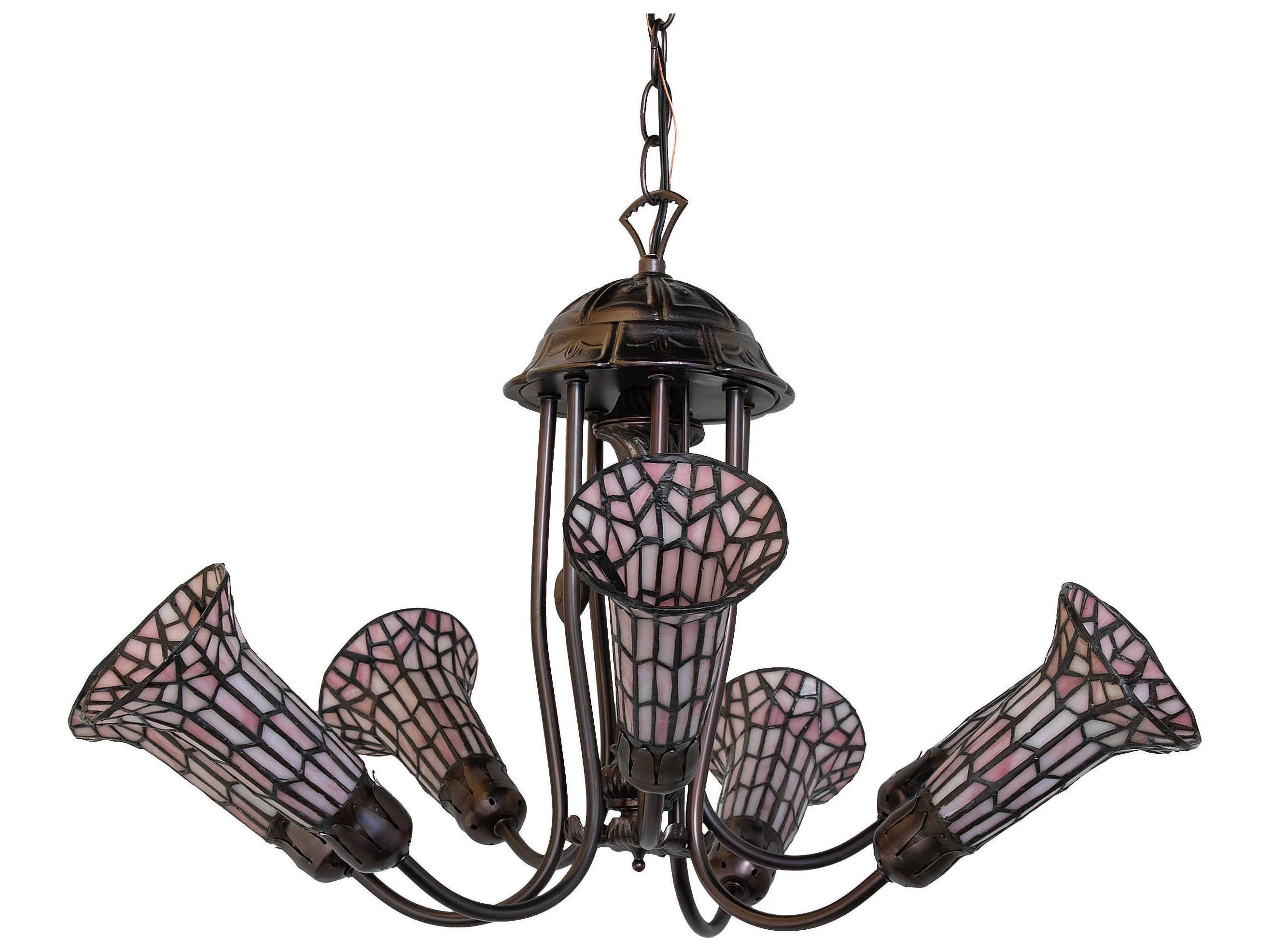 Meyda Stained Glass Pond Lily 7-Light Mahogany Bronze Tiffany Bell Chandelier