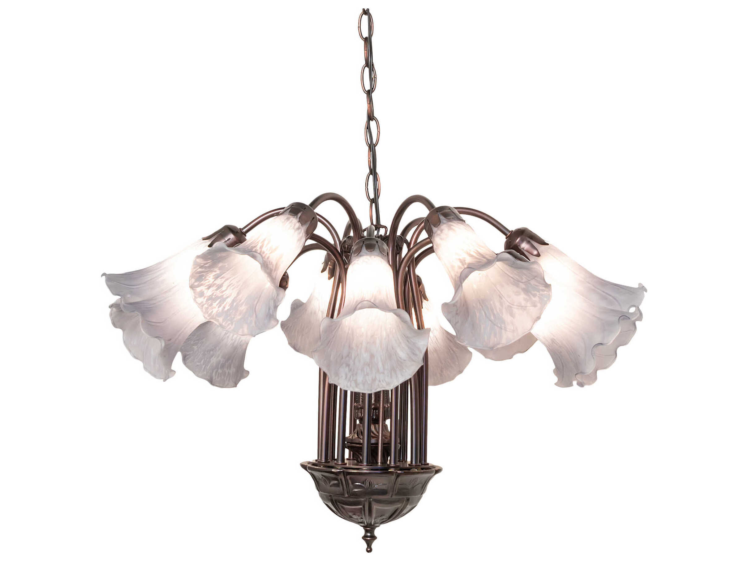 Meyda Pond Lily 12-Light Mahogany Bronze Bell Chandelier