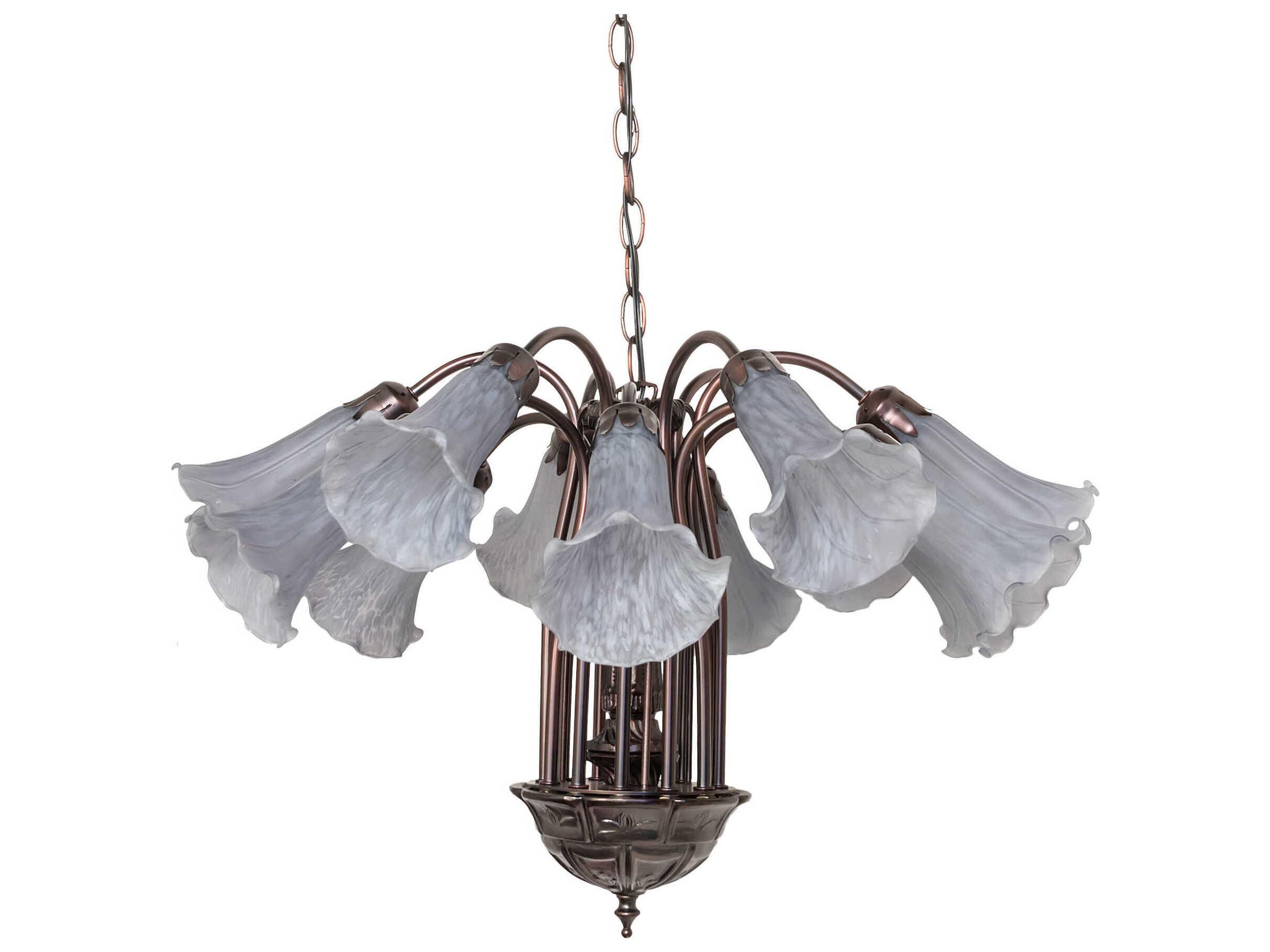 Meyda Pond Lily 12-Light Mahogany Bronze Bell Chandelier