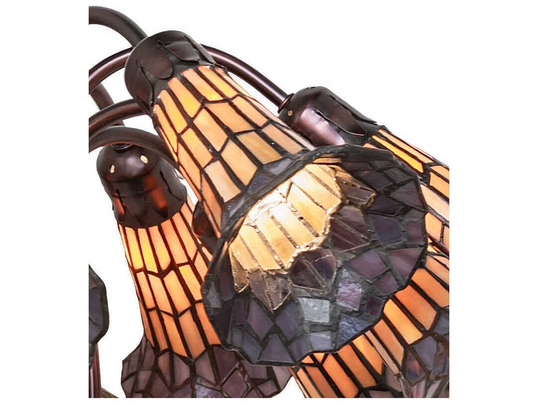 Meyda Stained Glass Pond Lily 12-Light Mahogany Bronze Bell Chandelier