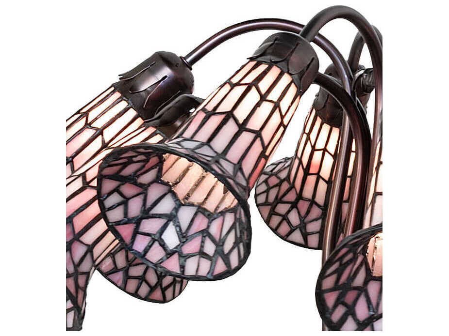 Meyda Stained Glass Pond Lily 12-Light Mahogany Bronze Bell Chandelier