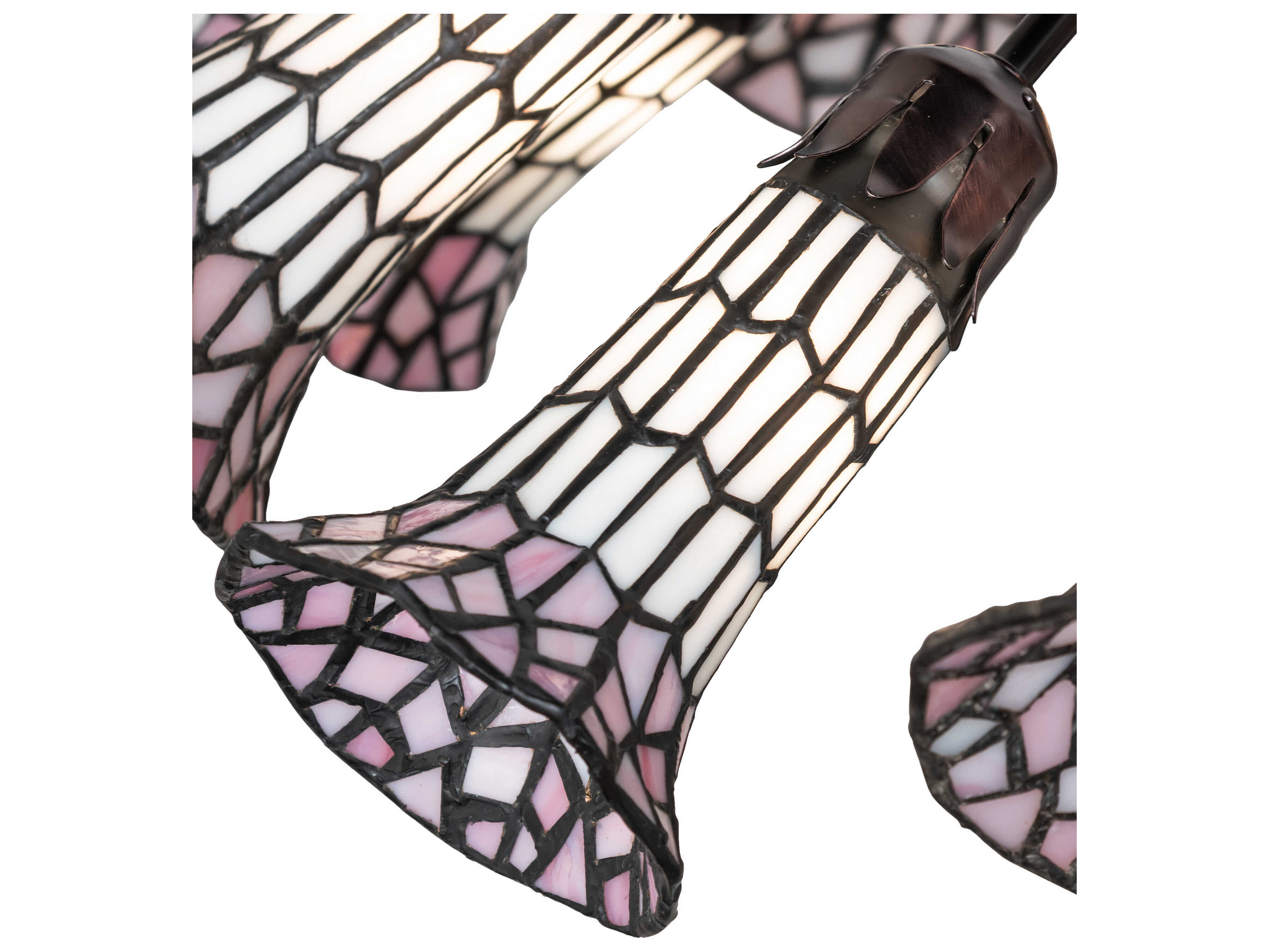 Meyda Stained Glass Pond Lily 12-Light Mahogany Bronze Bell Chandelier