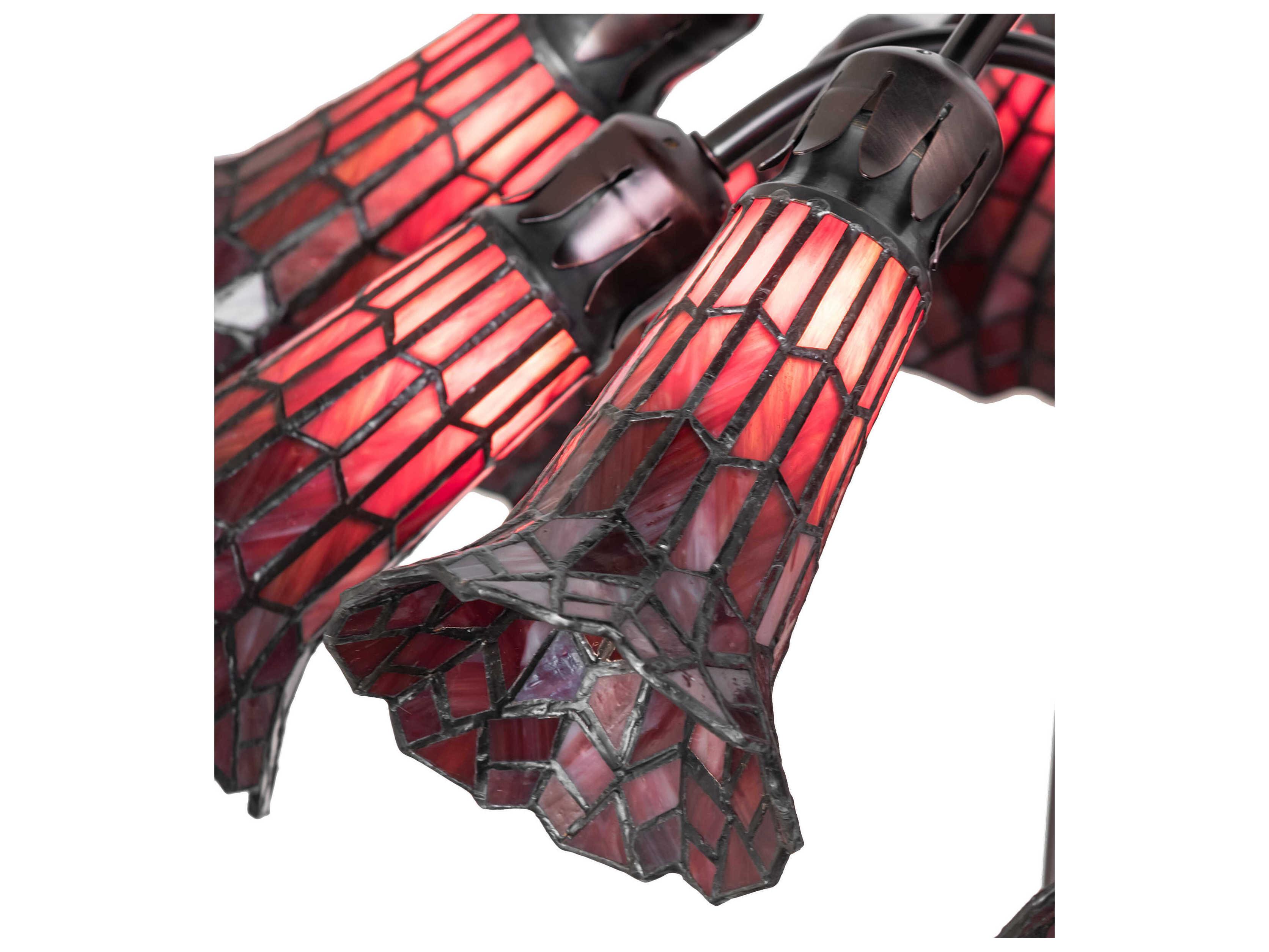 Meyda Stained Glass Pond Lily 12-Light Mahogany Bronze Bell Chandelier