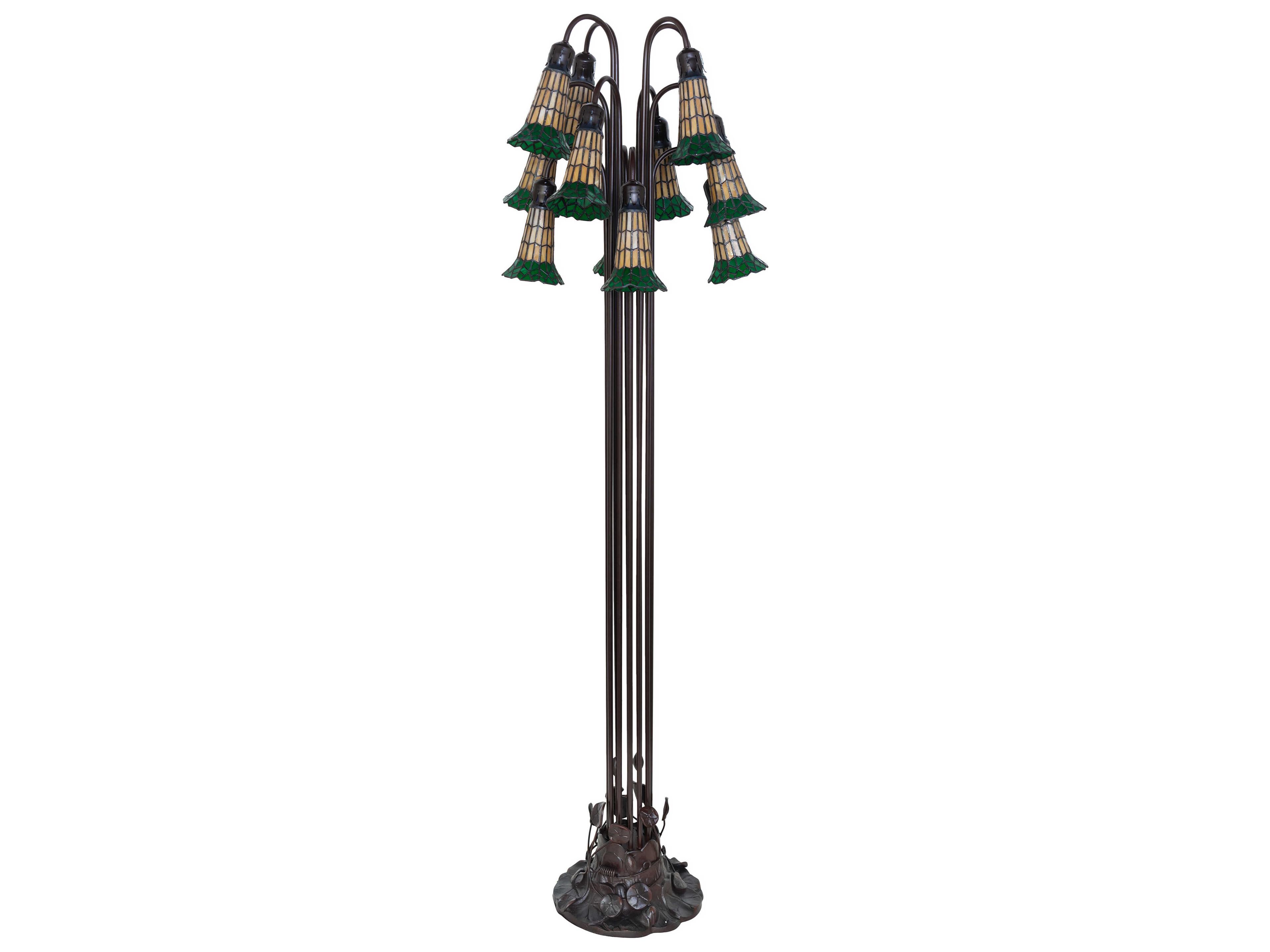 Meyda Pond Lily Mahogany Bronze Floor Lamp