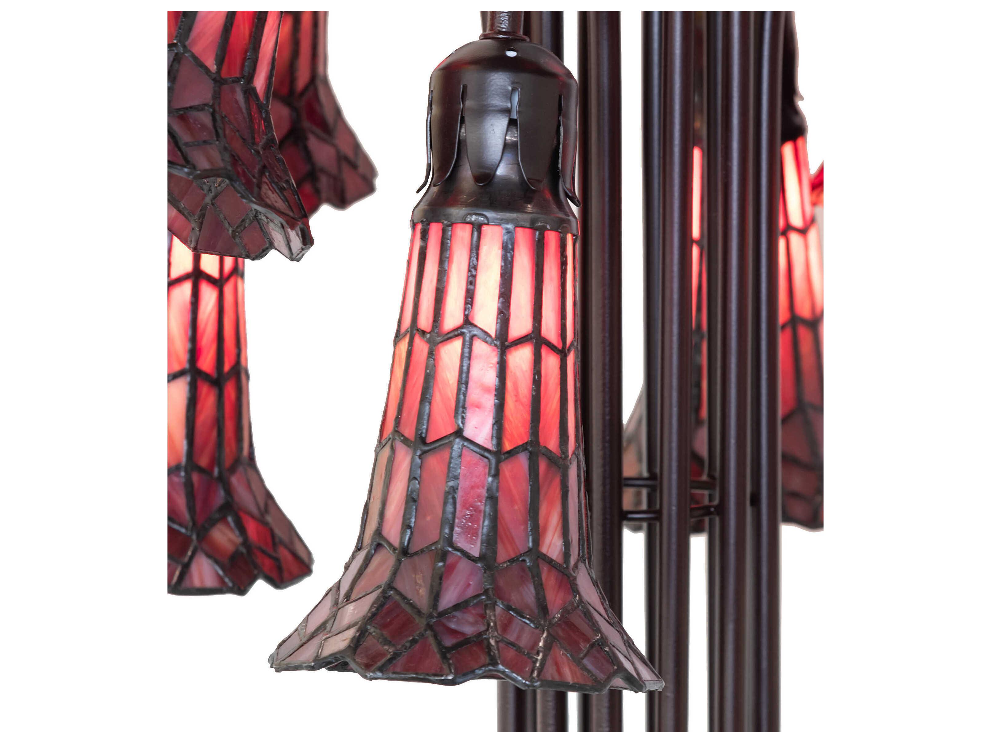 Meyda Stained Glass Pond Lily Mahogany Bronze Floor Lamp
