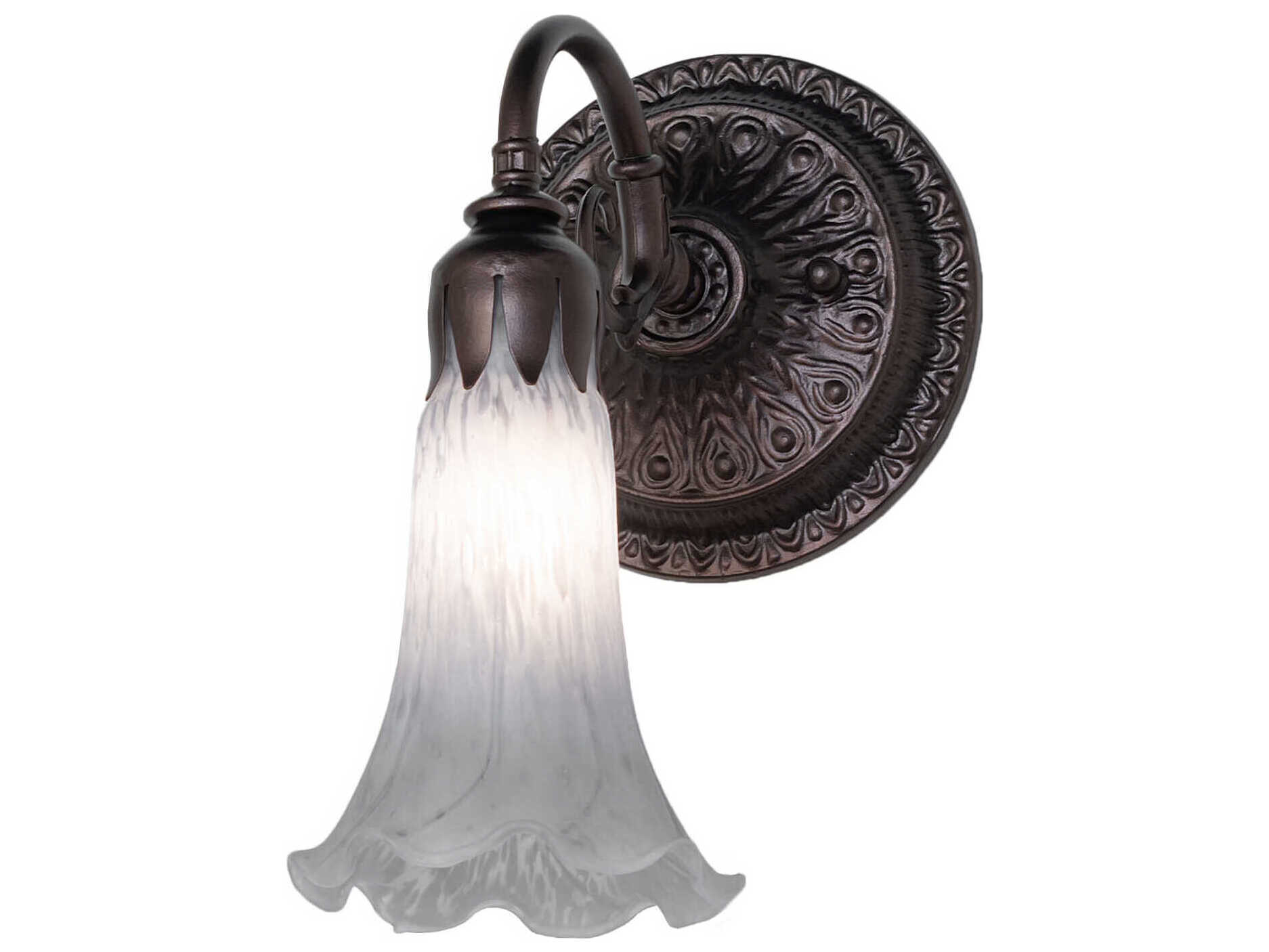 Meyda Pond Lily 1-Light Mahogany Bronze Glass Wall Sconce