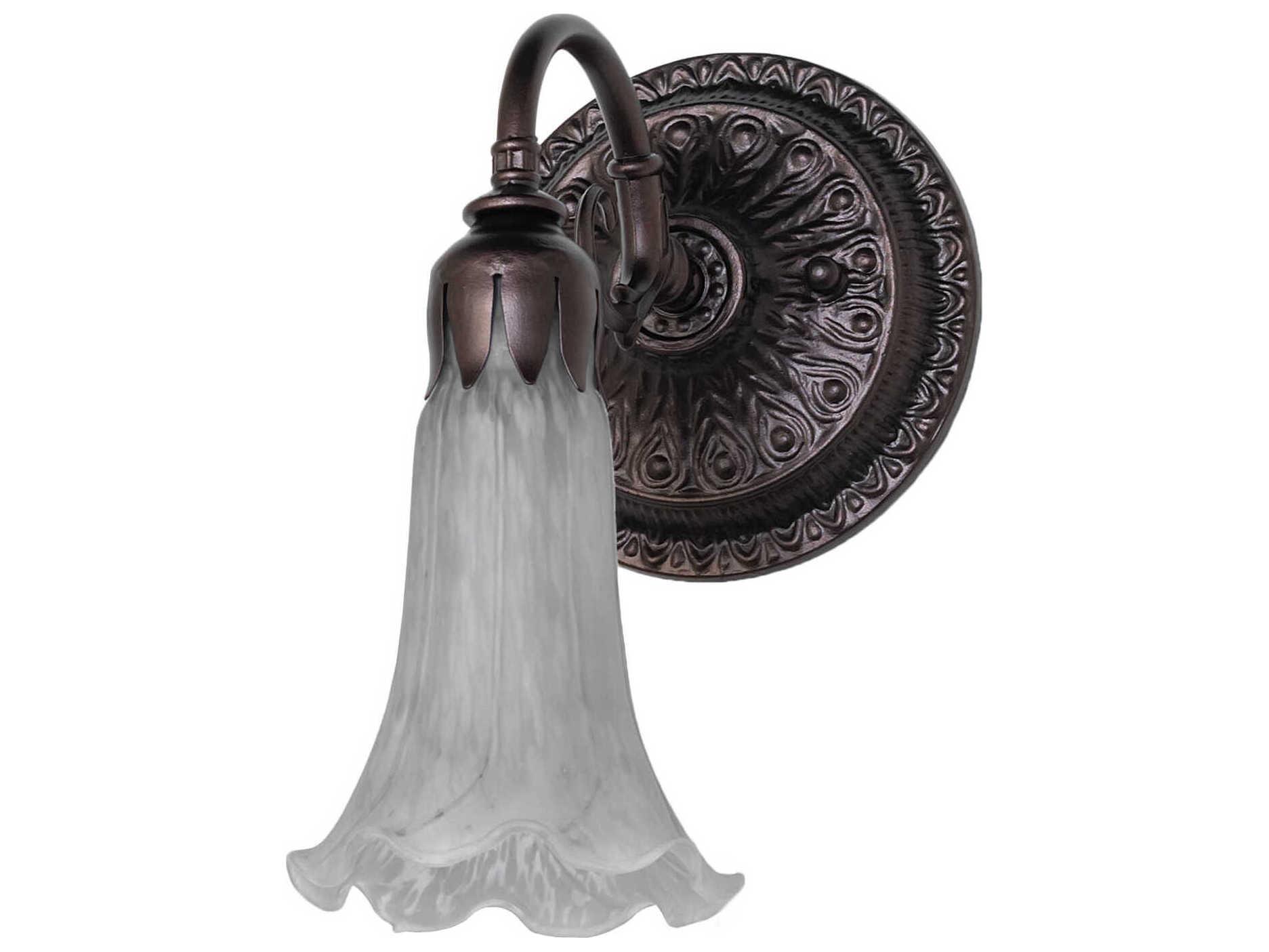 Meyda Pond Lily 1-Light Mahogany Bronze Glass Wall Sconce