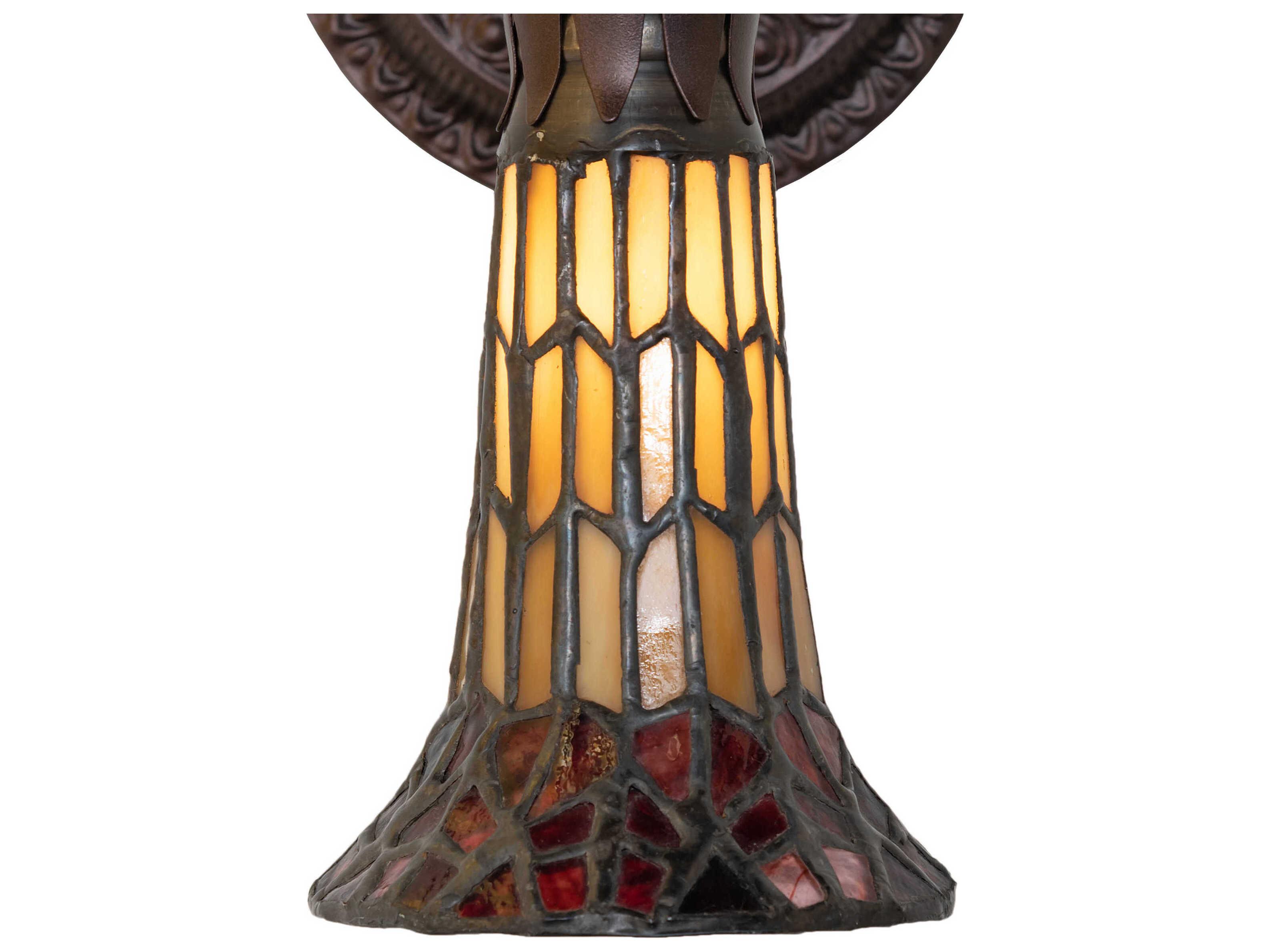 Meyda Stained Glass Pond Lily 1-Light Mahogany Bronze Tiffany Wall Sconce
