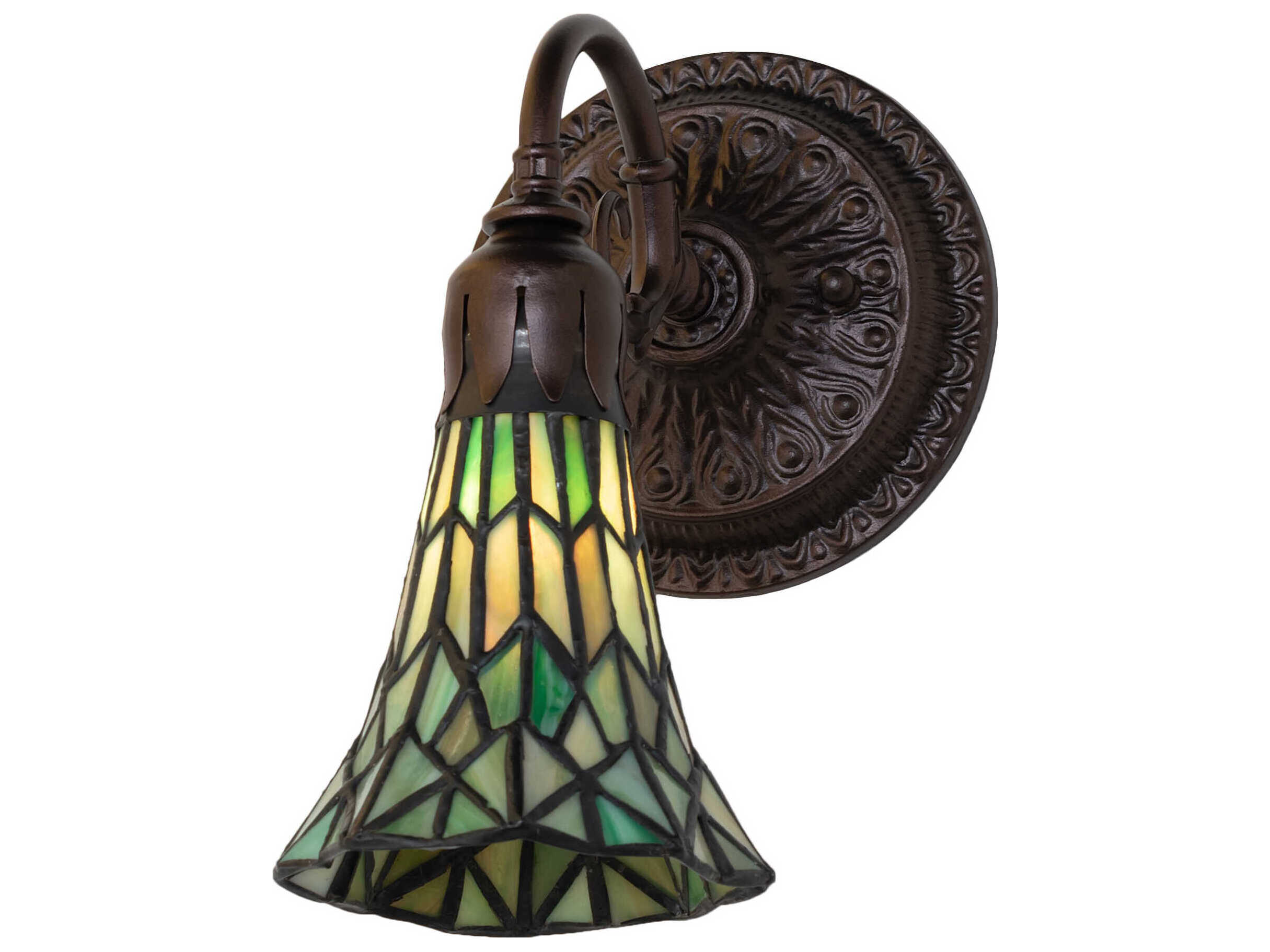 Meyda Stained Glass Pond Lily 1-Light Mahogany Bronze Tiffany Wall Sconce