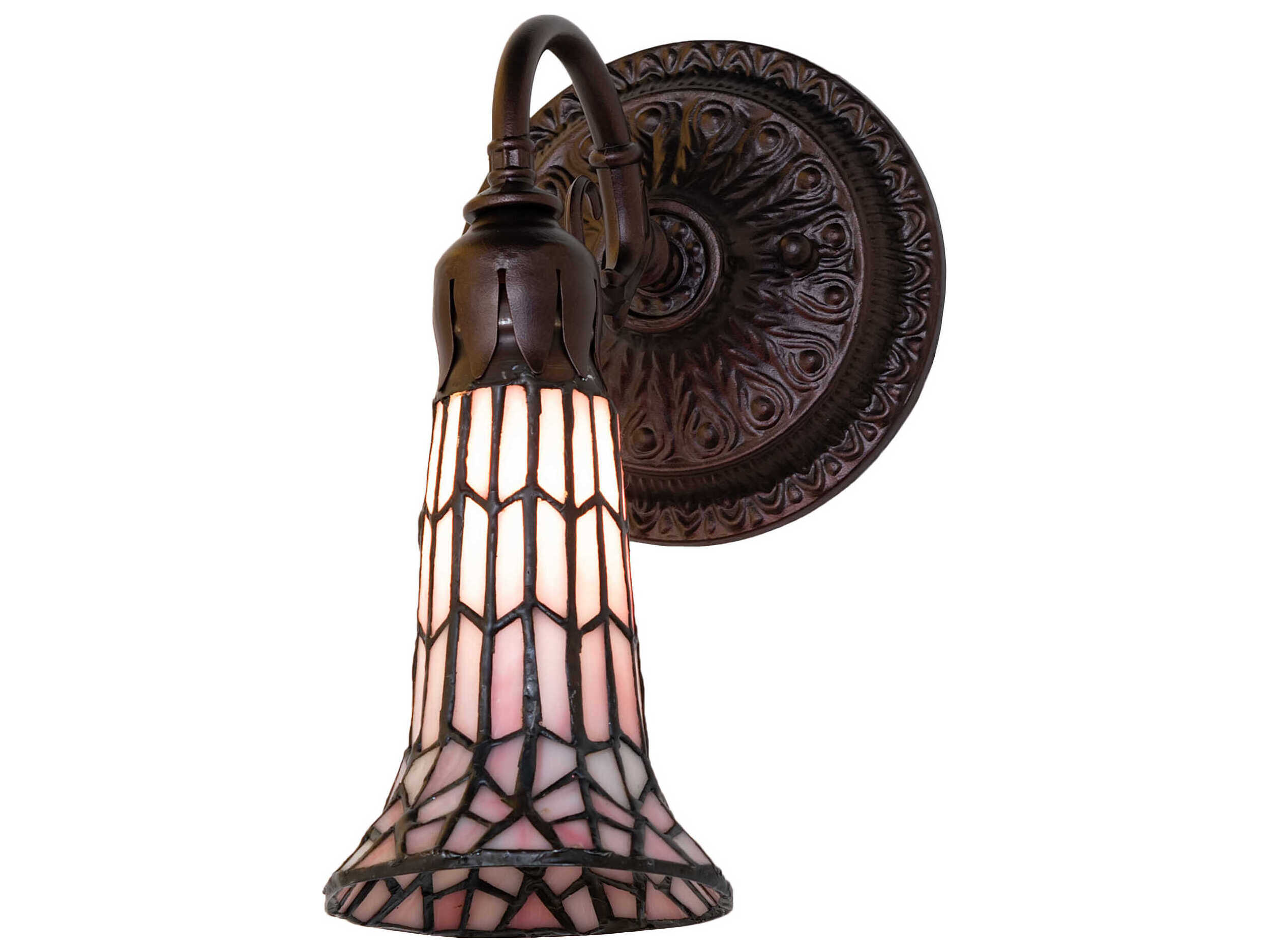 Meyda Stained Glass Pond Lily 1-Light Mahogany Bronze Tiffany Wall Sconce