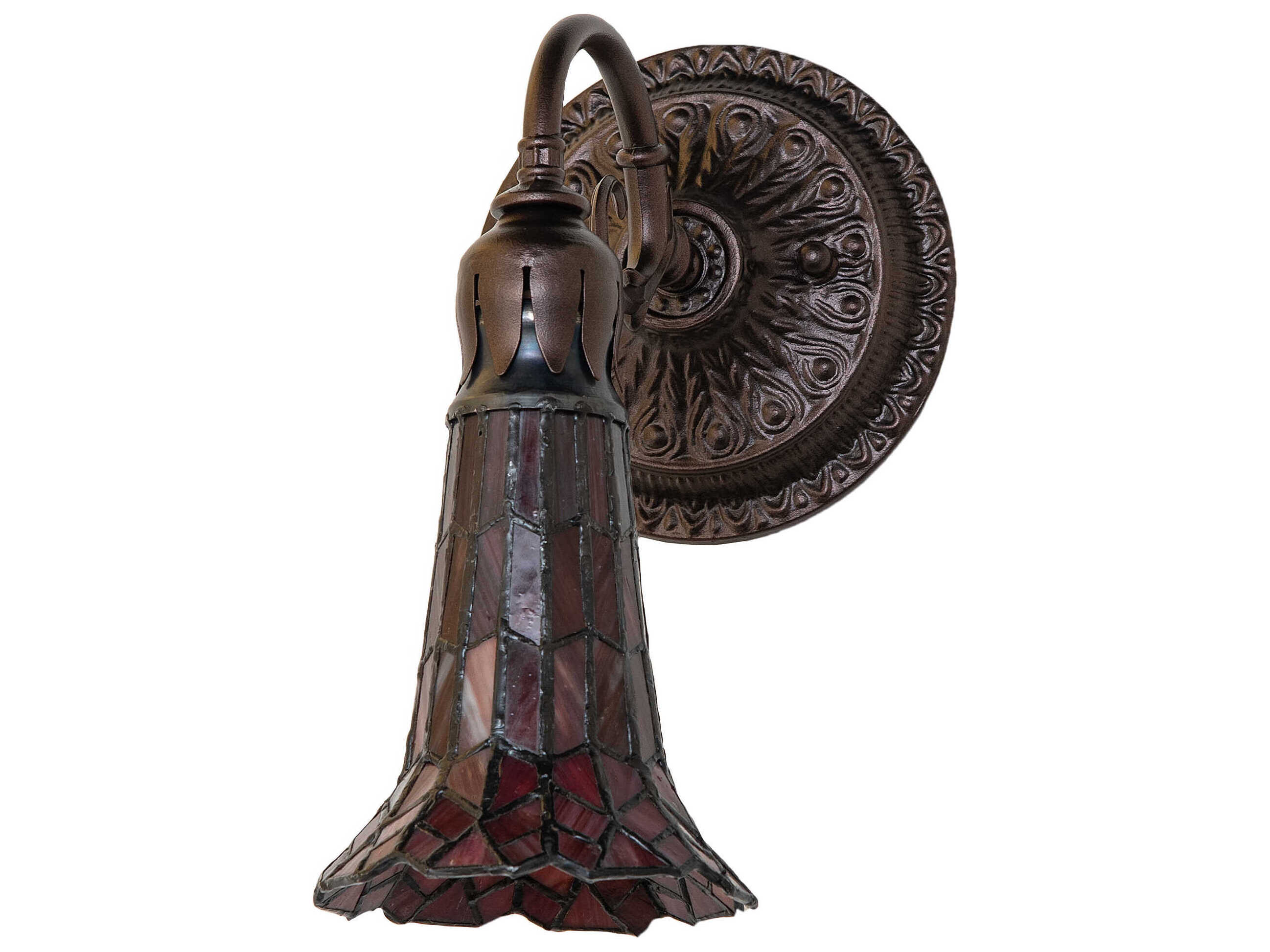 Meyda Stained Glass Pond Lily 1-Light Mahogany Bronze Tiffany Wall Sconce