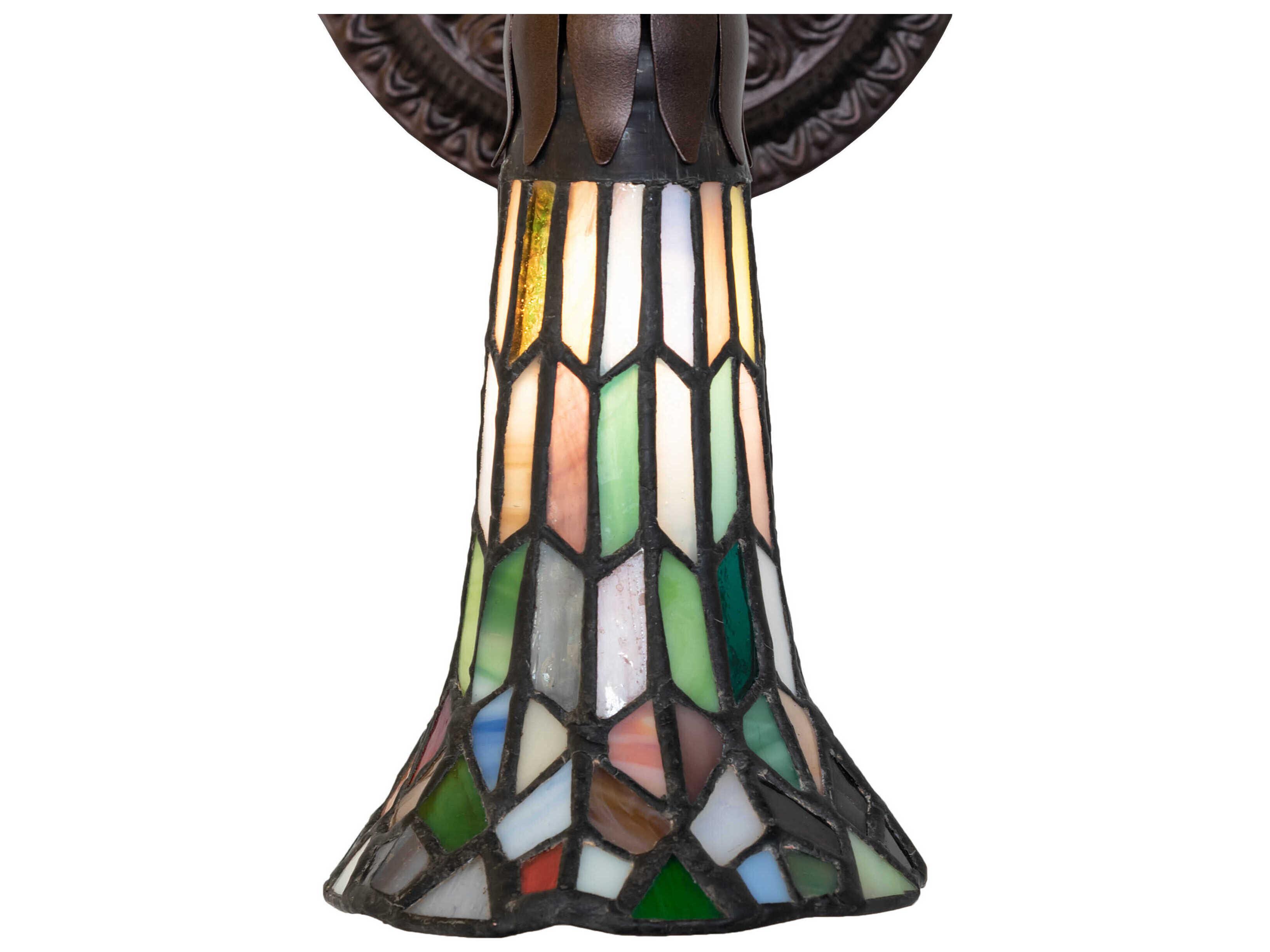 Meyda Stained Glass Pond Lily 1-Light Mahogany Bronze Tiffany Wall Sconce