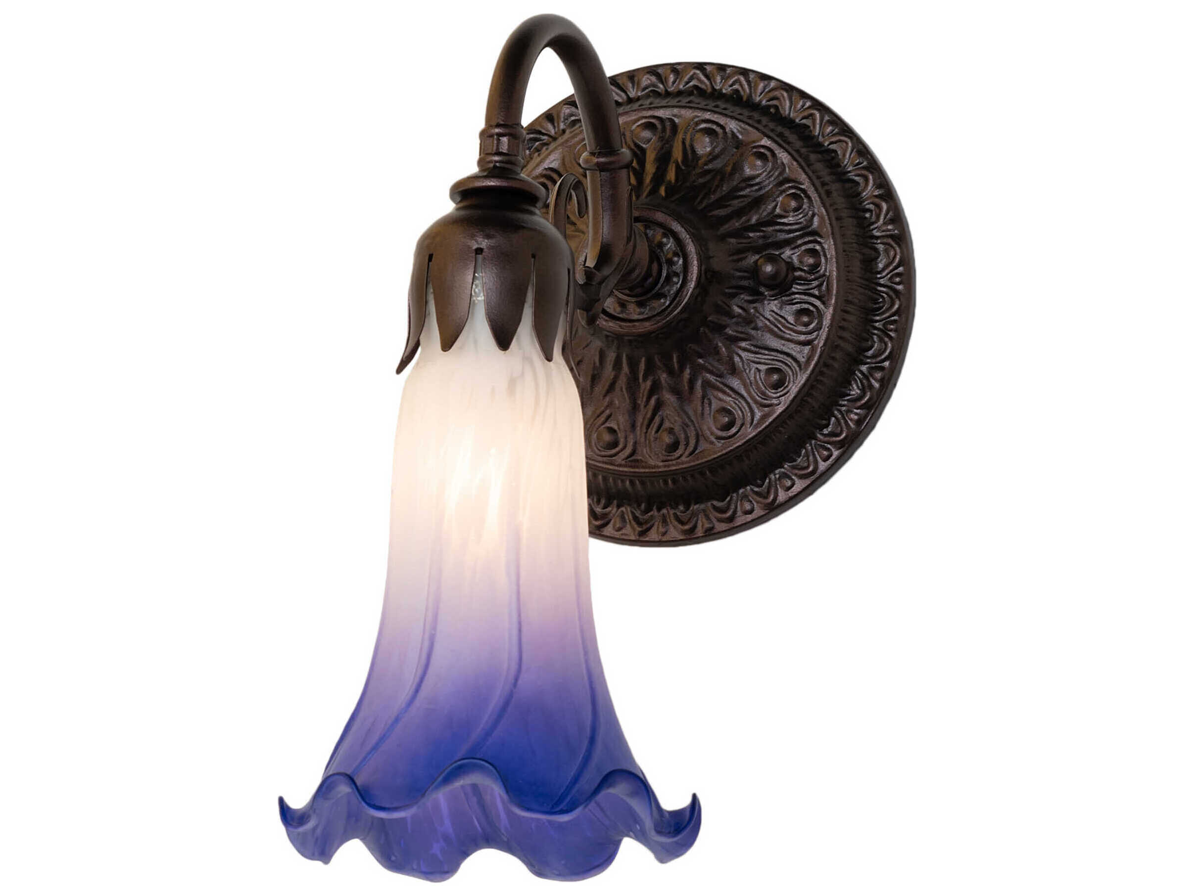 Meyda Pond Lily 1-Light Mahogany Bronze Glass Wall Sconce