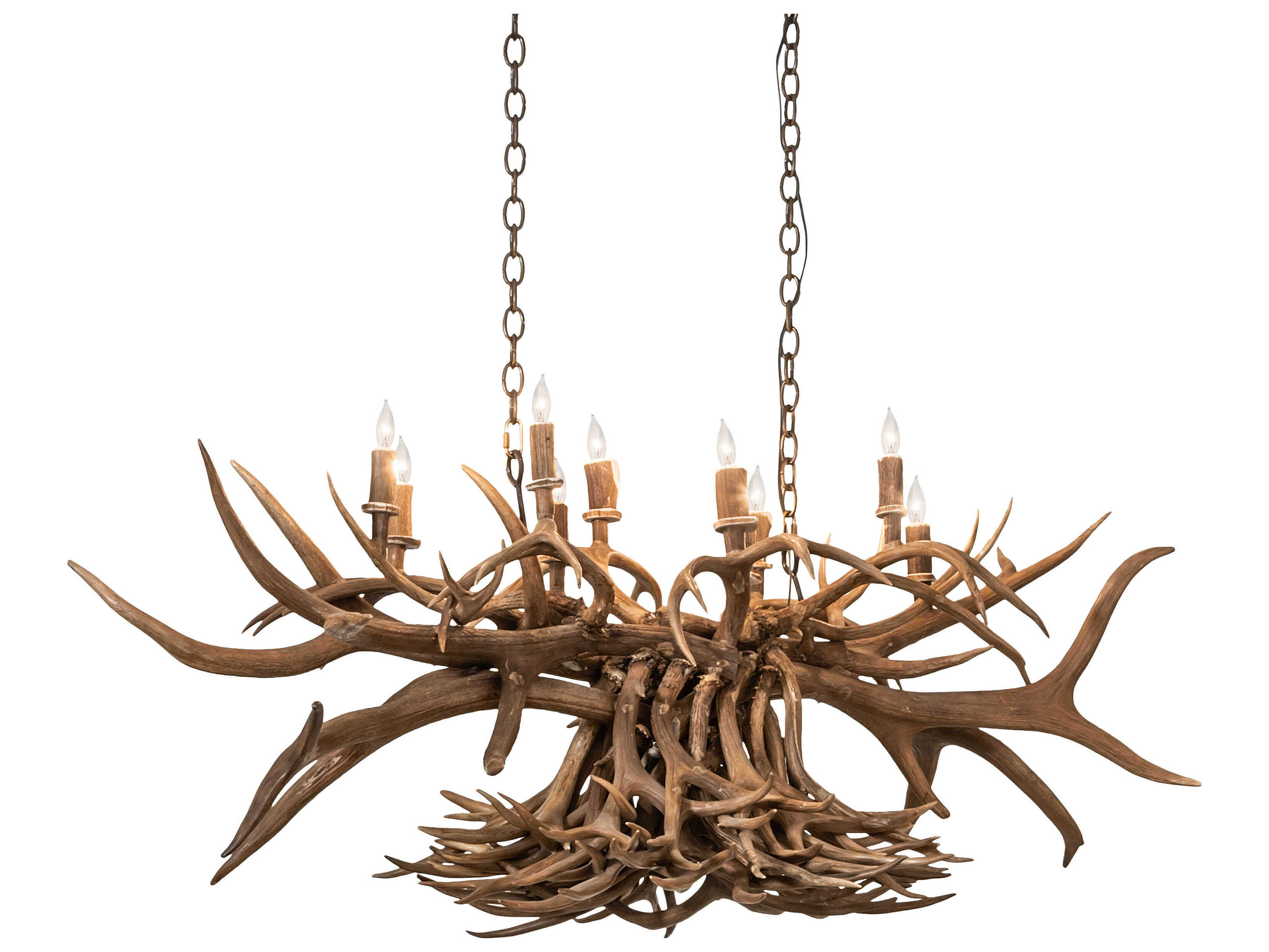 Meyda Antlers 10-Light Antique Copper Island Pendant