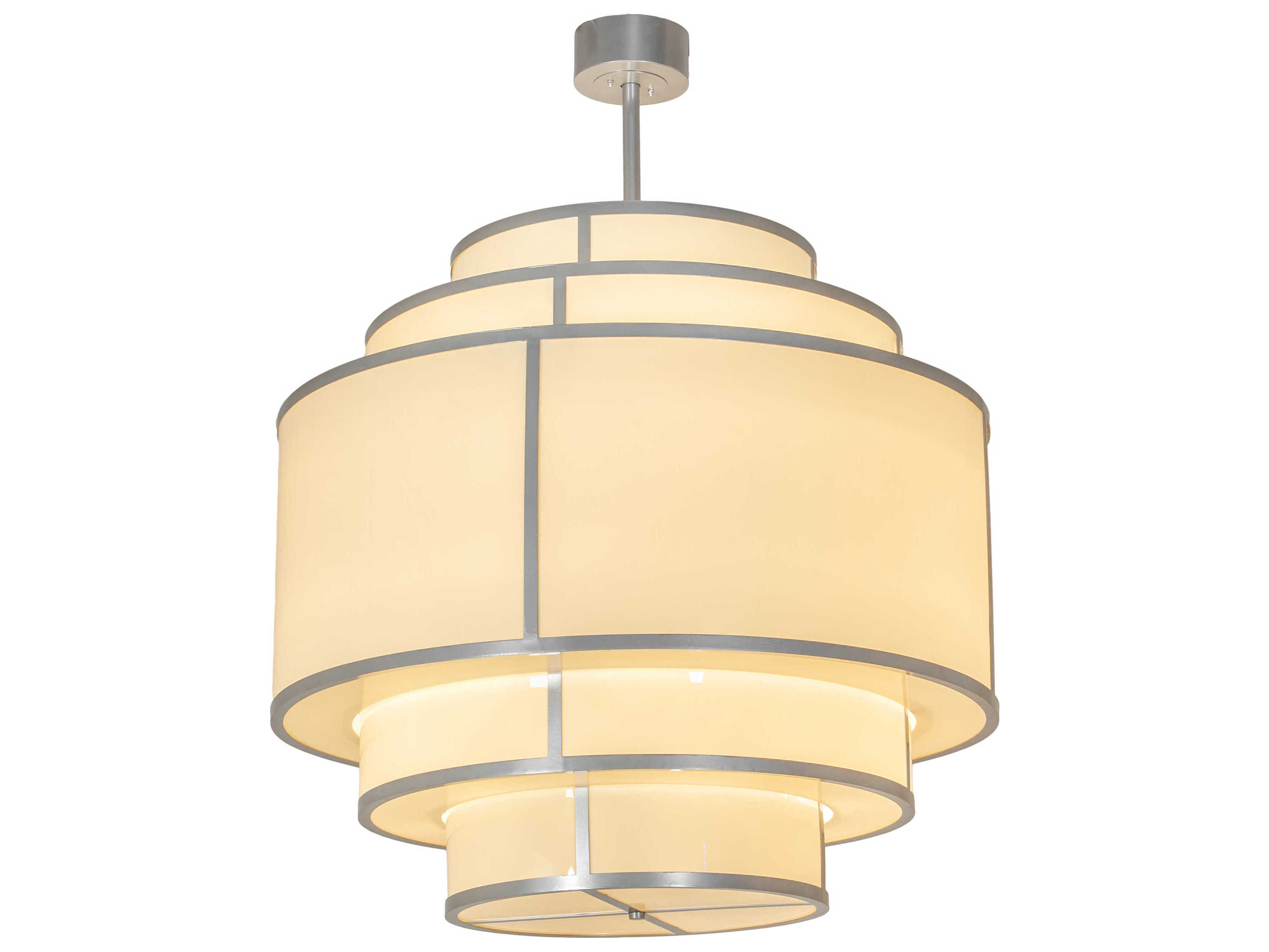 Meyda 20-Light Nickel Glass LED Drum Tiered Pendant