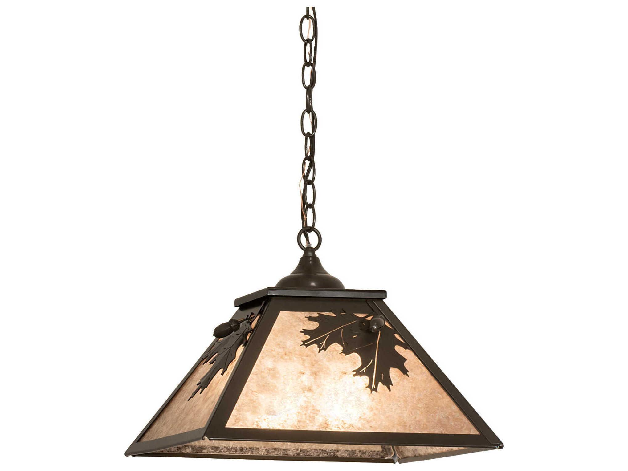 Meyda Oak Leaf & Acorn 2-Light Timeless Bronze Glass Empire Pendant