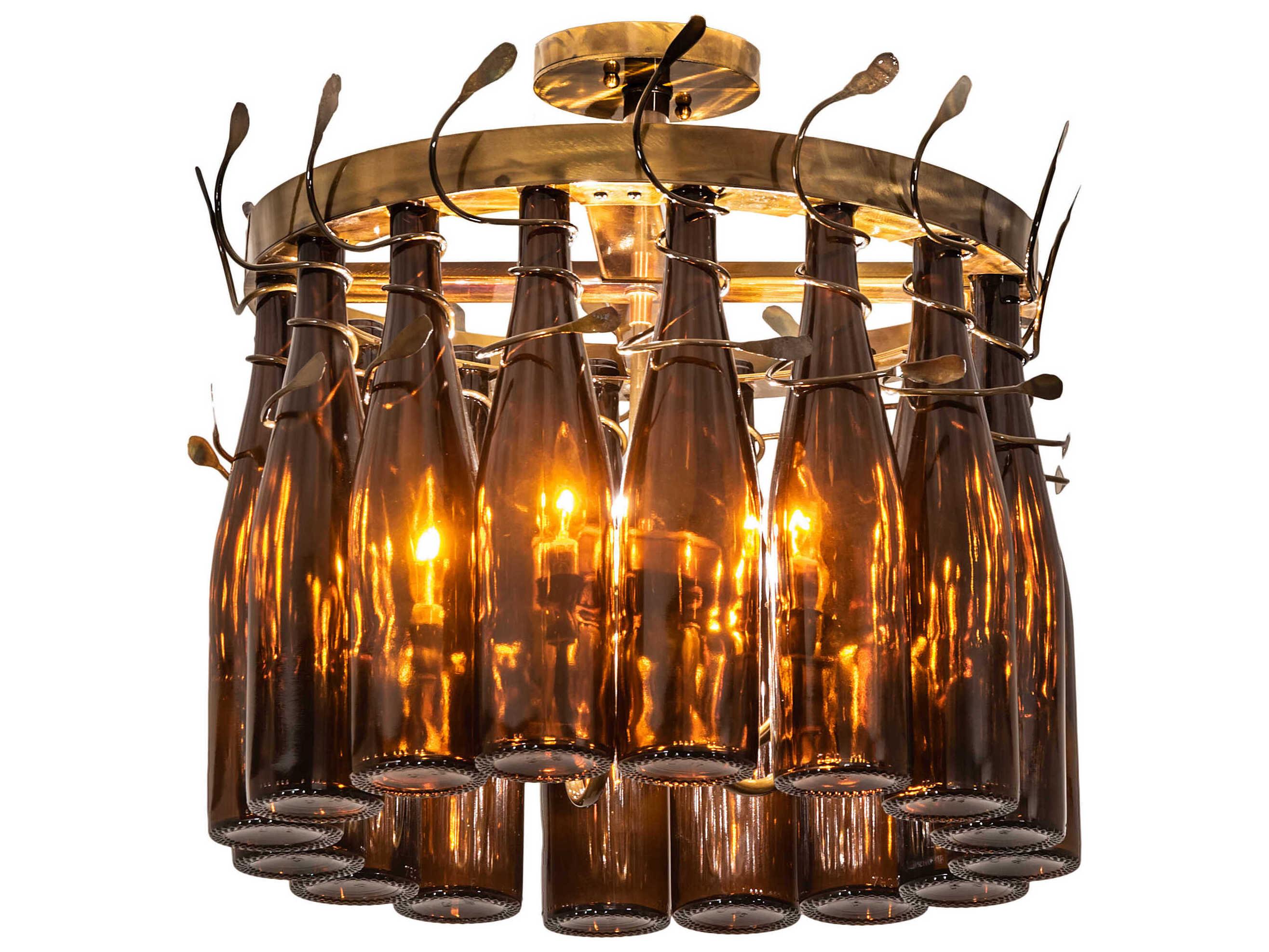 Meyda Tuscan Vineyard 5-Light Burnished Brown Glass Semi Flush Mount